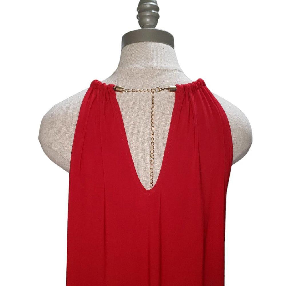 Designer CT481a Red Ladies Red Midi Sleeveless Dress L Size L / US 10 / IT 46 - 4 Thumbnail