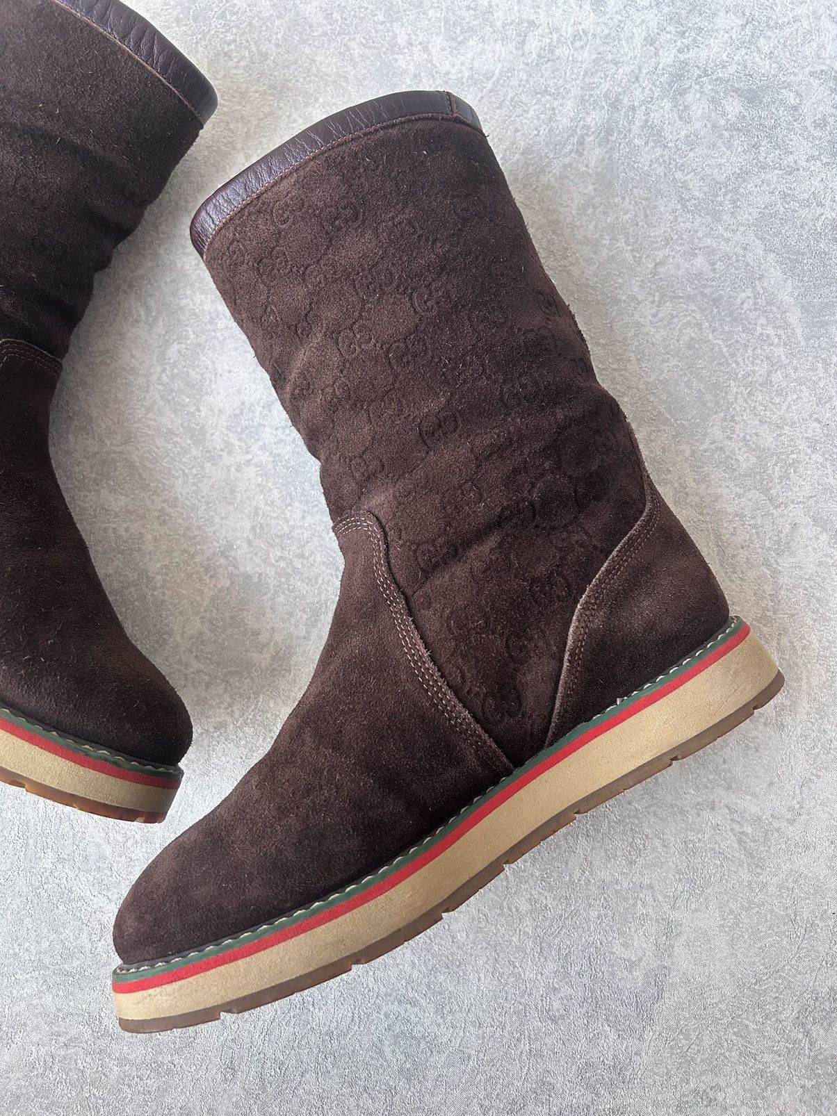 Gucci Gucci Monogram GG Ankle Boots Shoes Suede Leather Size US 7 / IT 37 - 11 Thumbnail
