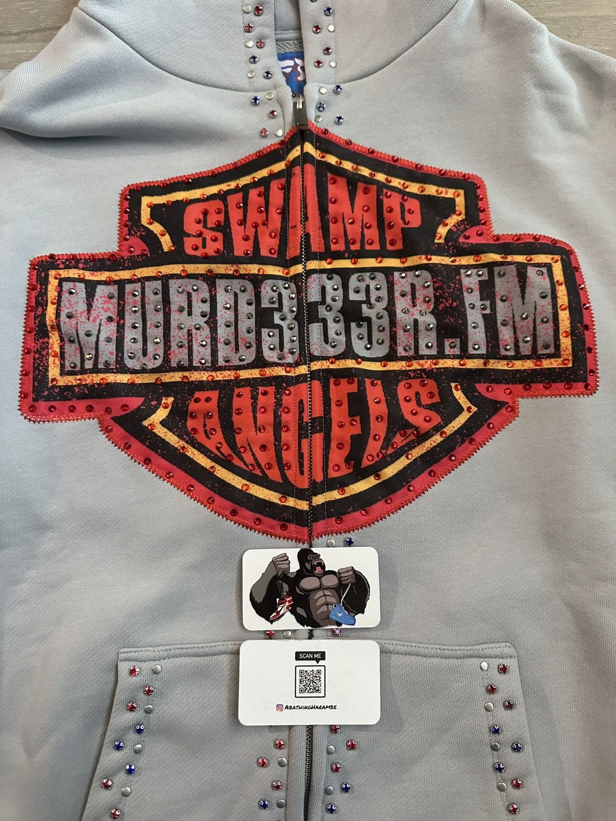 murd333r.fm MURD333R.FM ‘CHOP333R’ GREY ZIP UP HOODIE Size US XL / EU 56 / 4 - 5 Thumbnail