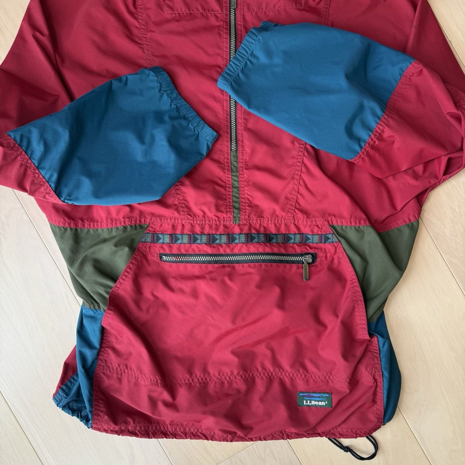 L.L. Bean Vintage LL Bean Anorak L Red 1/2 Zip Pullover Hooded 90s Size US L / EU 52-54 / 3 - 6 Thumbnail
