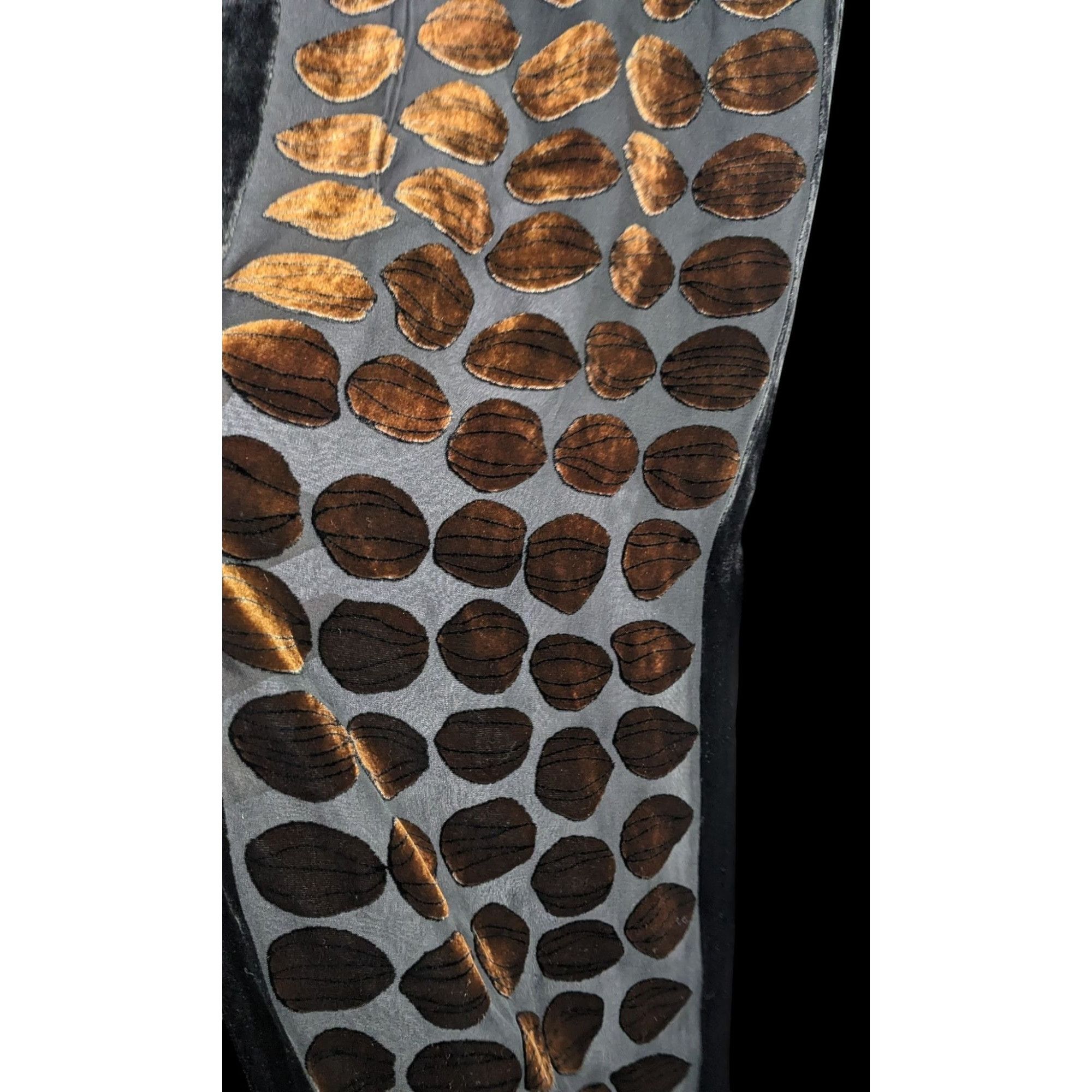 Other Vintage Geometric Burnt Velvet Scarf Copper Tone With Fringe Size ONE SIZE - 4 Thumbnail