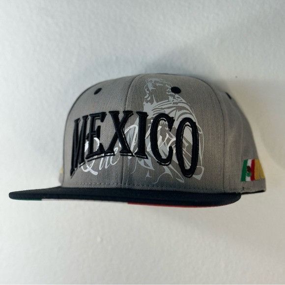Designer NEW QUE VIVA MEXICO HEATHER GRAY/BLACK FLAT BILL SNAPBACK Size ONE SIZE - 4 Thumbnail