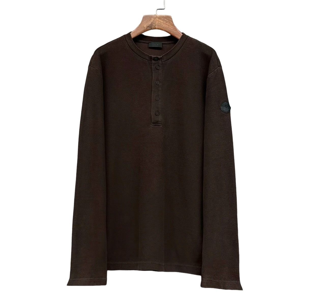 Moncler Moncler Waffle Knit Henley Long Sleeve T-Shirt Size L Size US L / EU 52-54 / 3 - 1 Thumbnail
