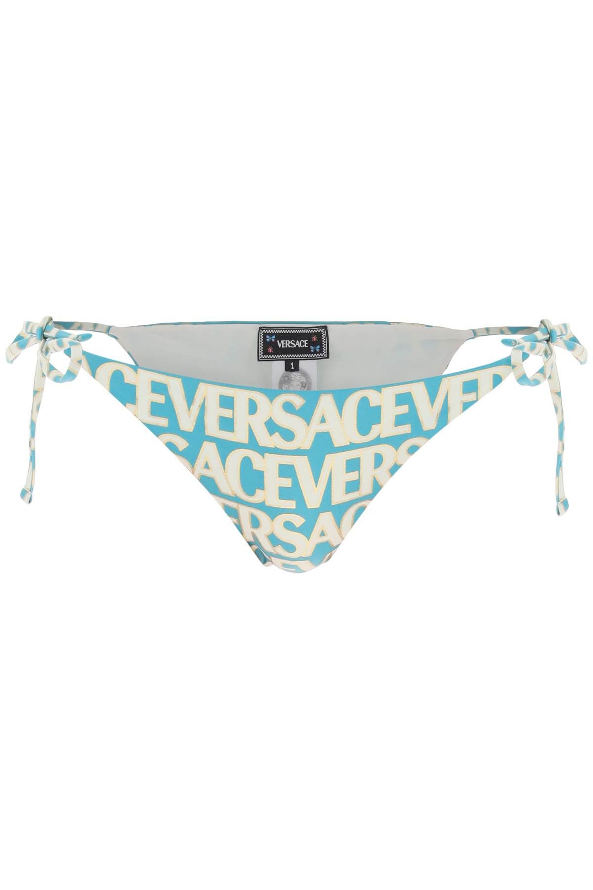 image of Versace Versace Allover Bikini Bottom in Turquoise Avory, Women's (Size Small)