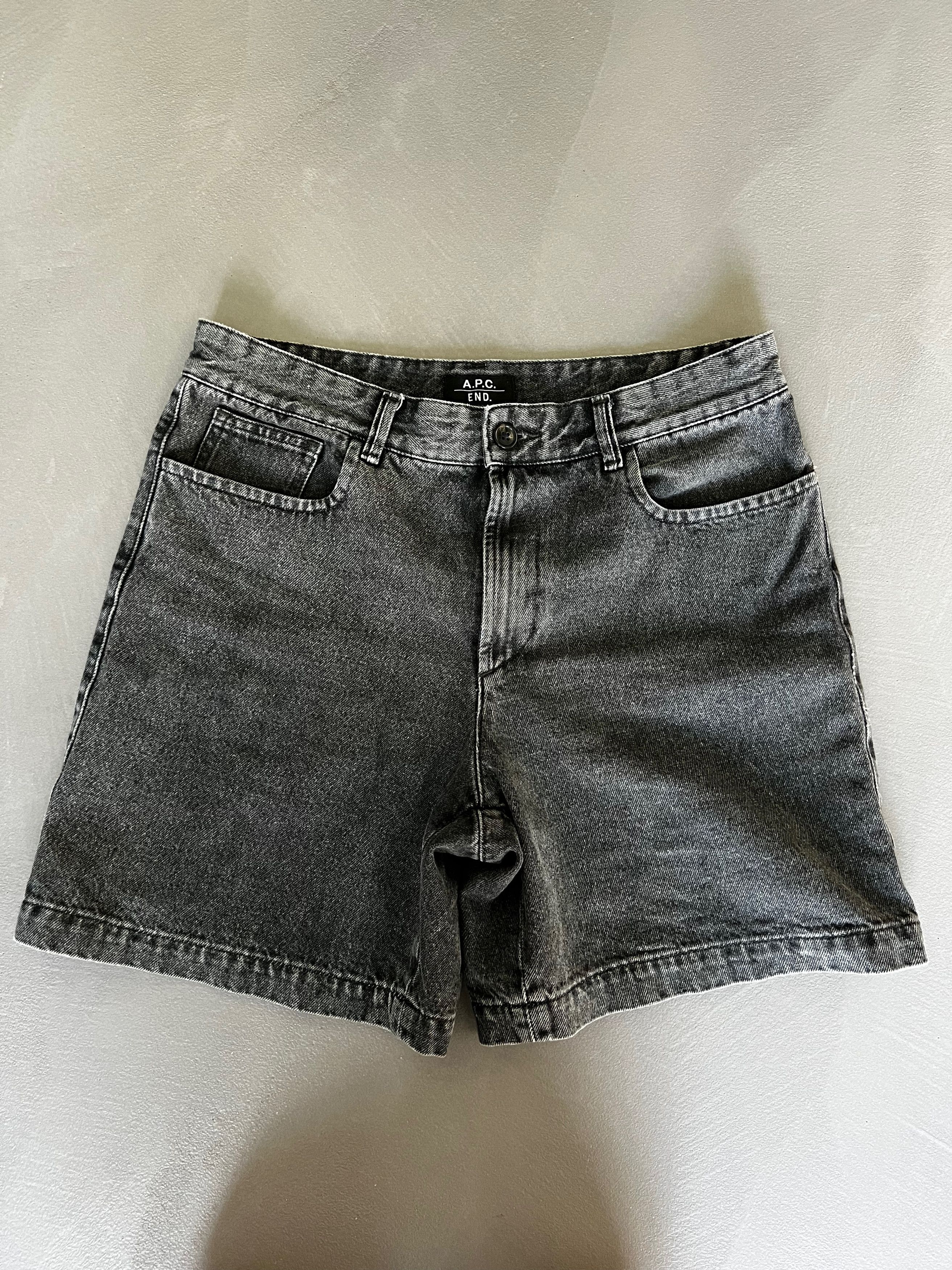 A.P.C. x END Cling Denim Shorts, Grey, Stonewashed