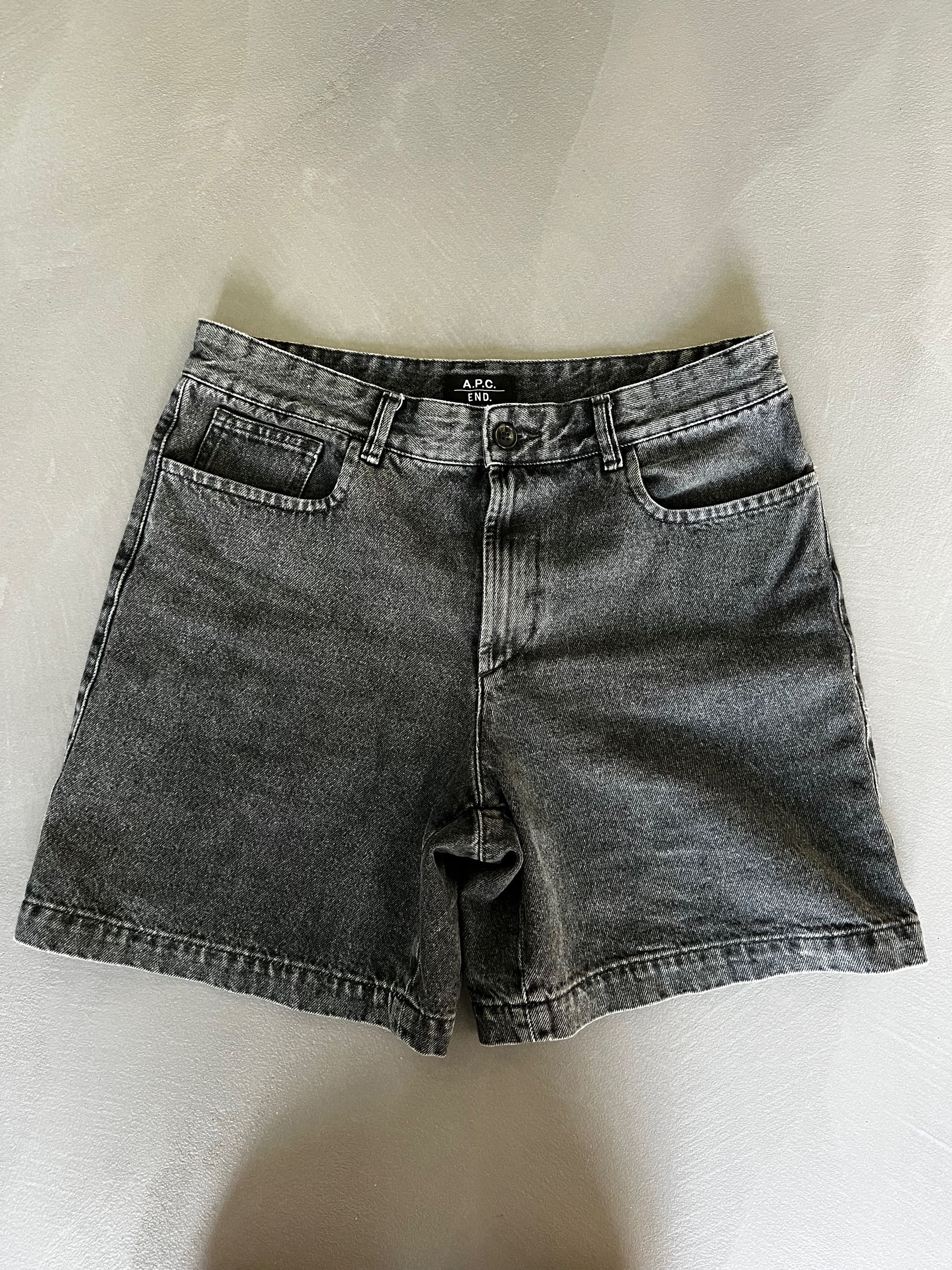 image of A P C x End X End Denim Shorts, Grey, Stonewashed, Men's (Size 30)