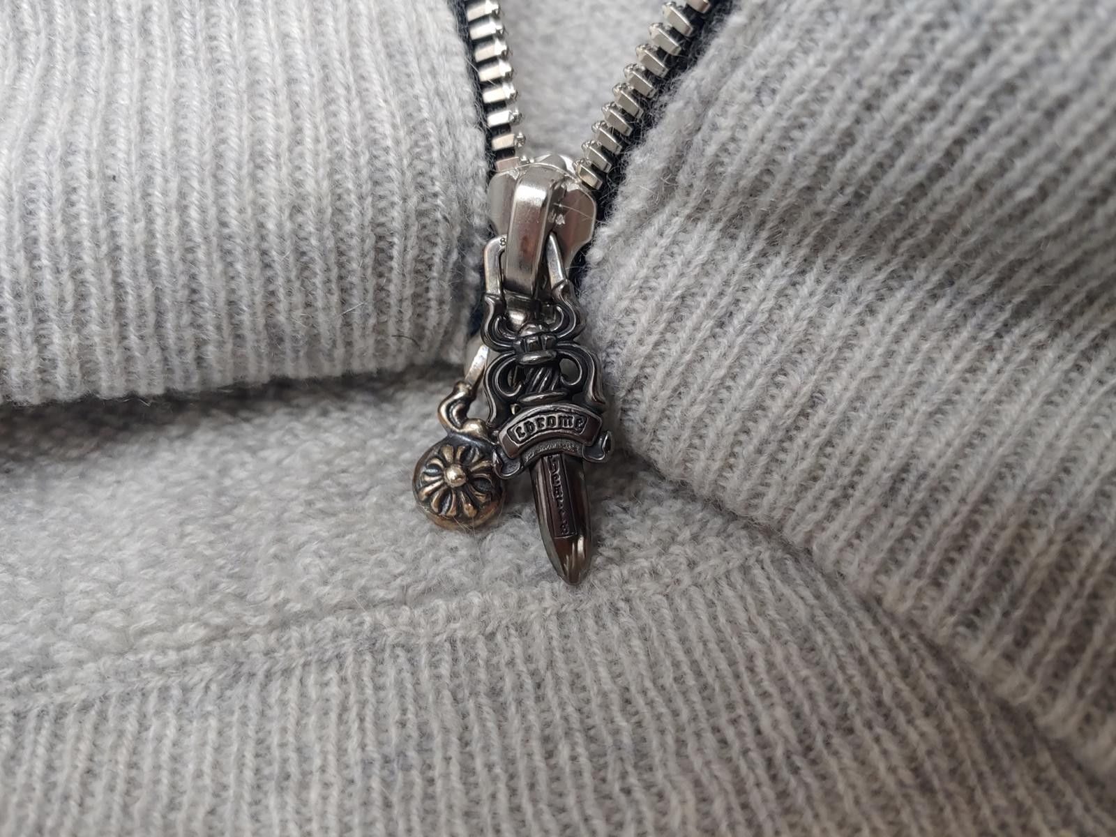 Chrome Hearts Chrome Hearts Life Sentence Cashmere Zip Up in Grey Size ONE SIZE - 3 Thumbnail