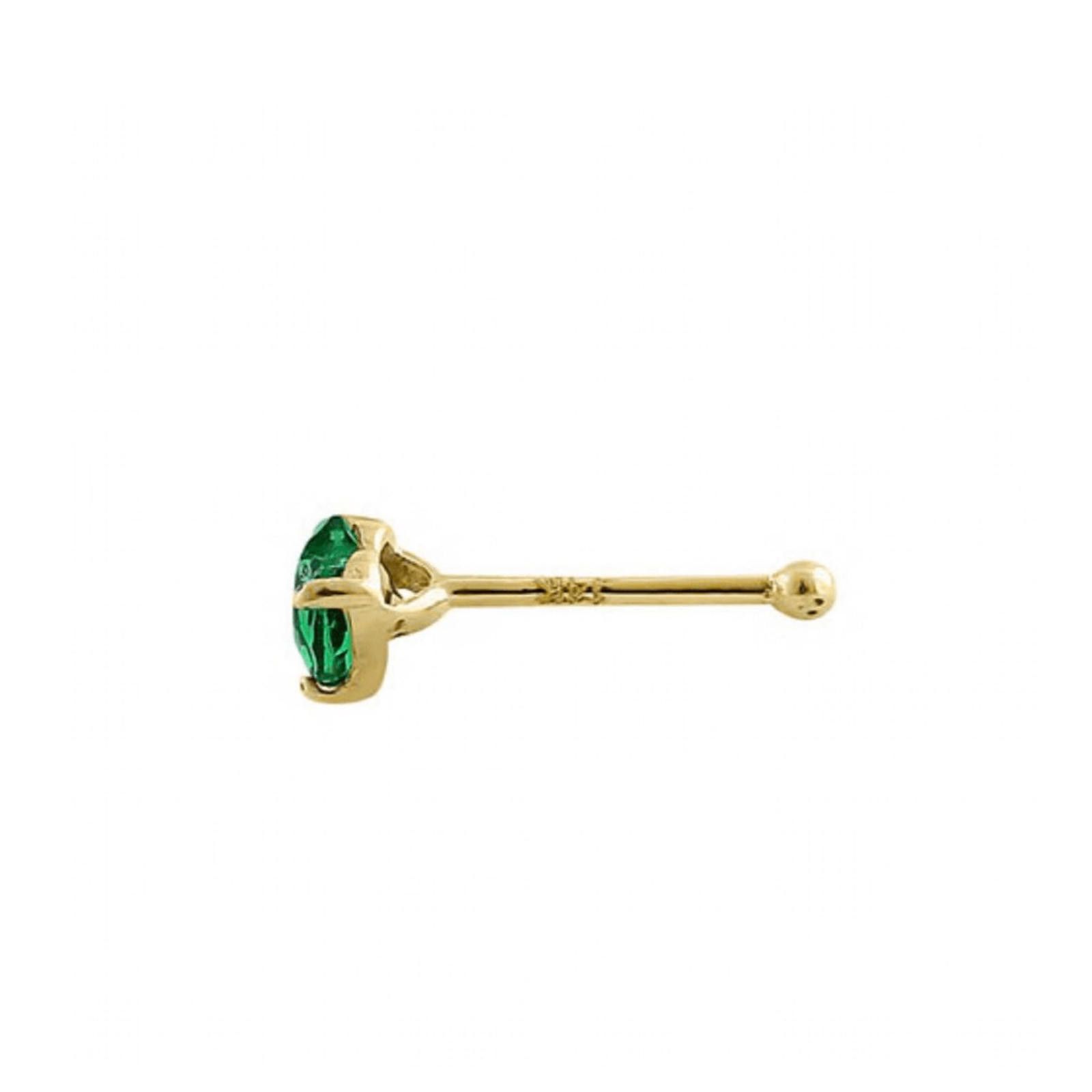 NBDN Nobrandedon Solid 14K Yellow Gold Green Emerald Heart CZ Nose Stud Size ONE SIZE - 3 Thumbnail
