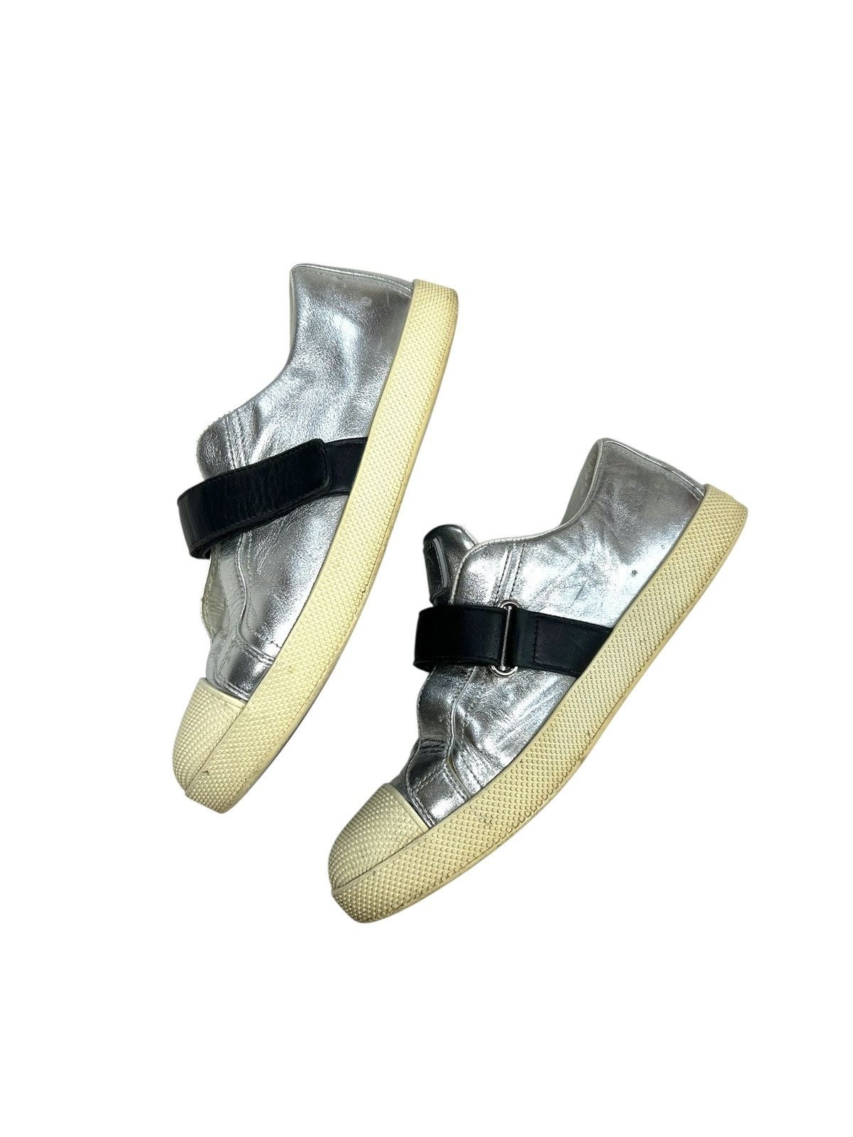 Prada Prada silver chrome trainers shoes Size US 6.5 / IT 36.5 - 3 Thumbnail
