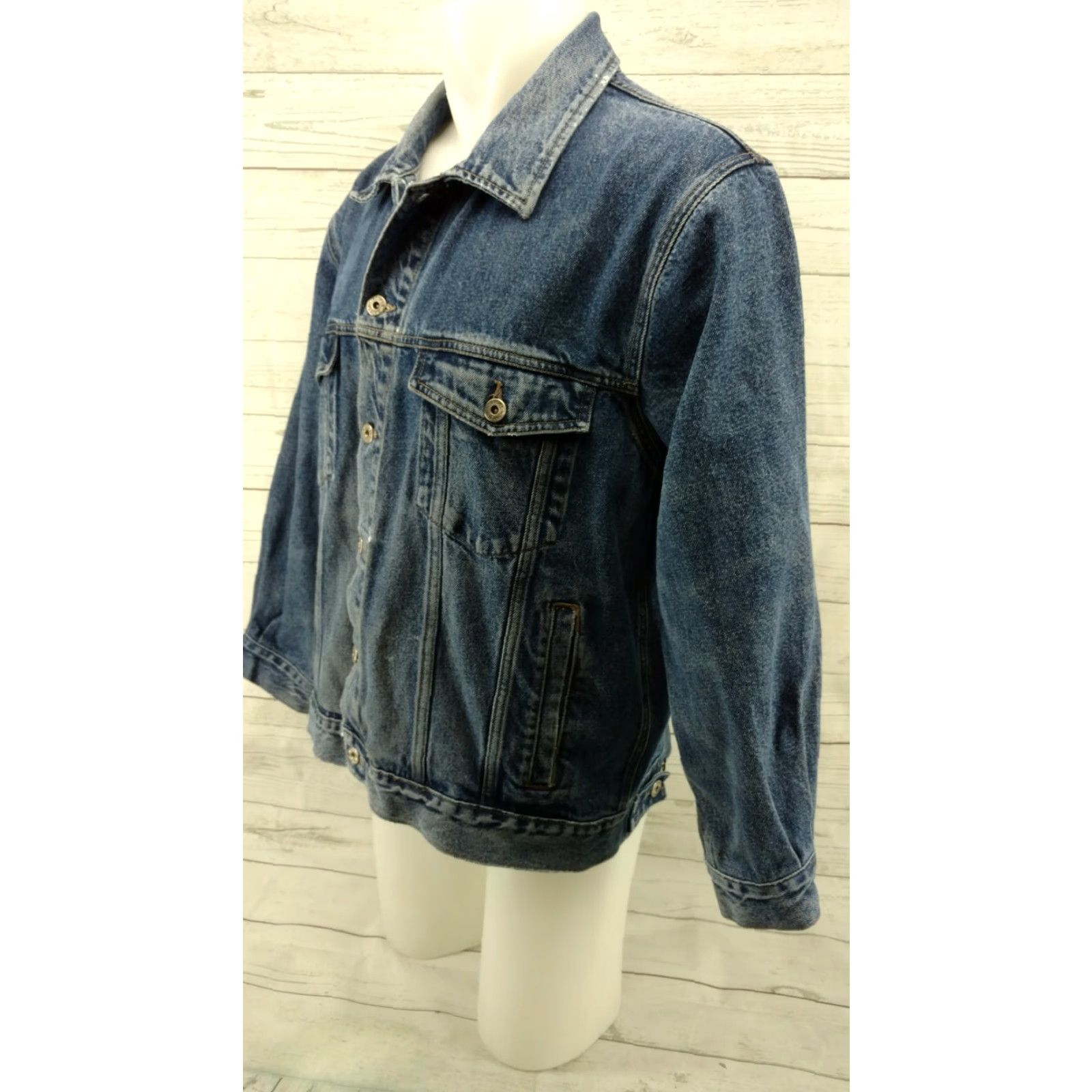 Wrangler VINTAGE Wrangler Hero Denim Jacket Distressed Jean Trucker Cowboy Men's XL Blue Denim Jacket with Metal Buttons Size US 36 / EU 52 - 2 Thumbnail