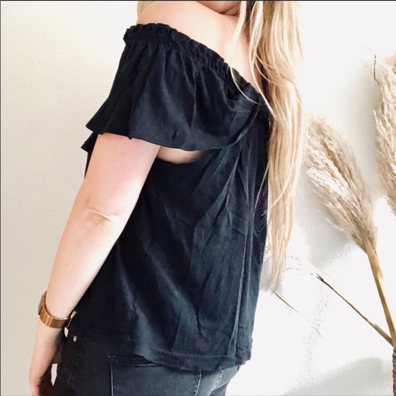 Current/Elliot NEW Current/Elliott Black Ruffle Swing Top Blouse Tee Shirt Size M / US 6-8 / IT 42-44 - 3 Thumbnail