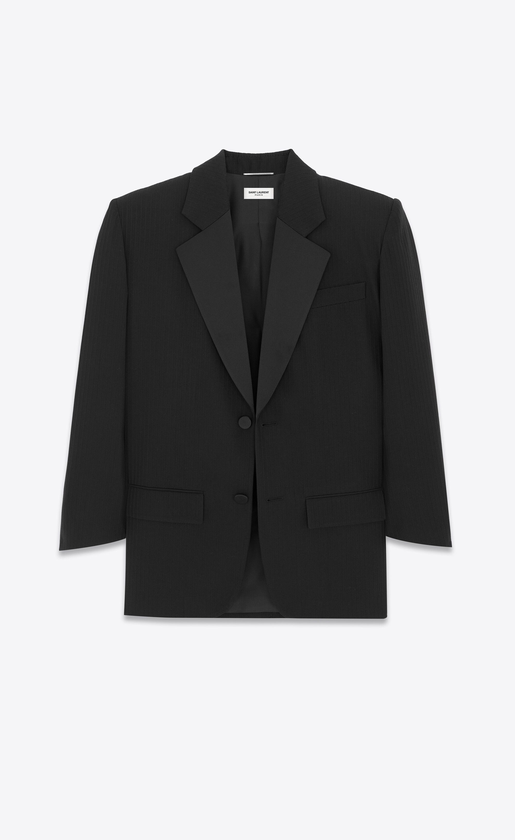 Saint Laurent Paris o1s1wg110125 782775 Unisex Oversized Tuxedo Jacket in Black Size ONE SIZE - 3 Thumbnail
