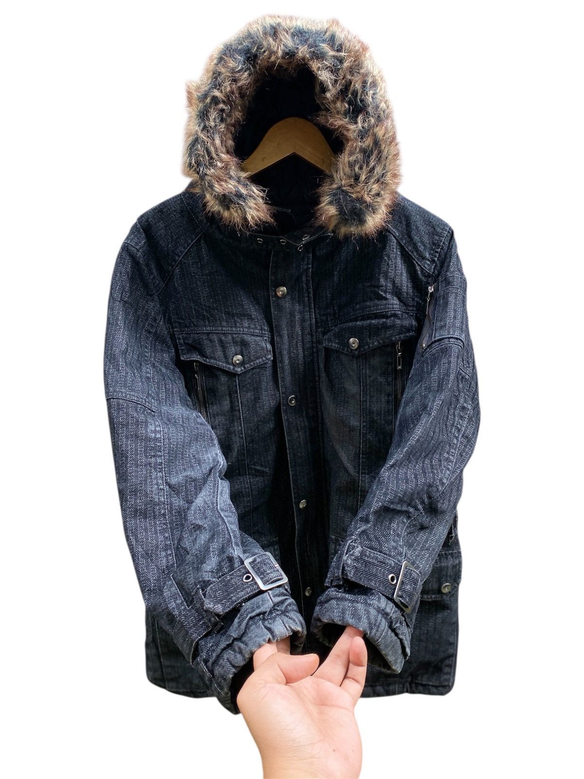 If Six Was Nine Vintage Addictive Gothic Bondage Goa Fur Hooded Vkei Jacket Size US M / EU 48-50 / 2 - 3 Thumbnail