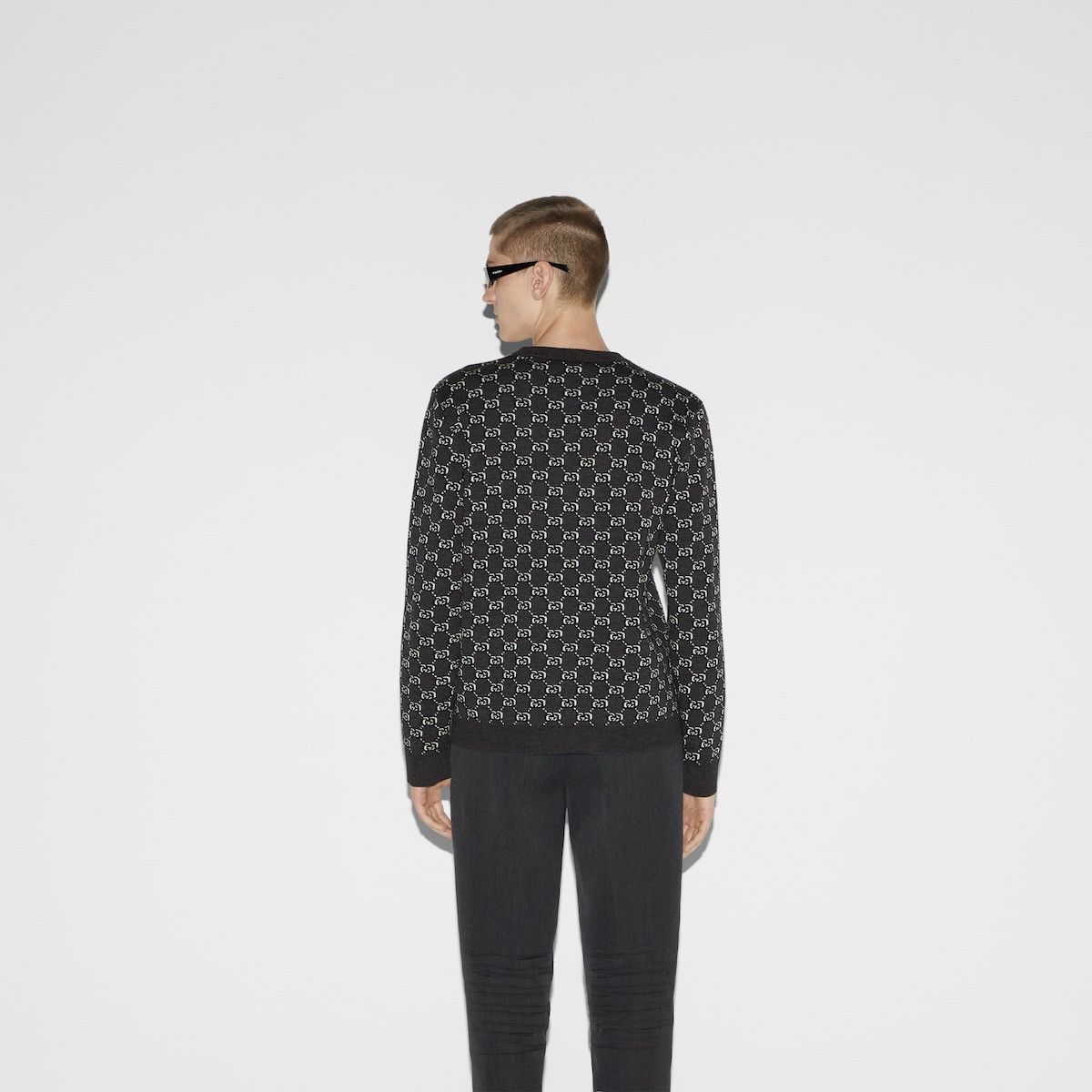 Gucci o1s1wg110925 Wool Jacquard Sweater With GG Shadow Size US XXL / EU 58 / 5 - 4 Thumbnail