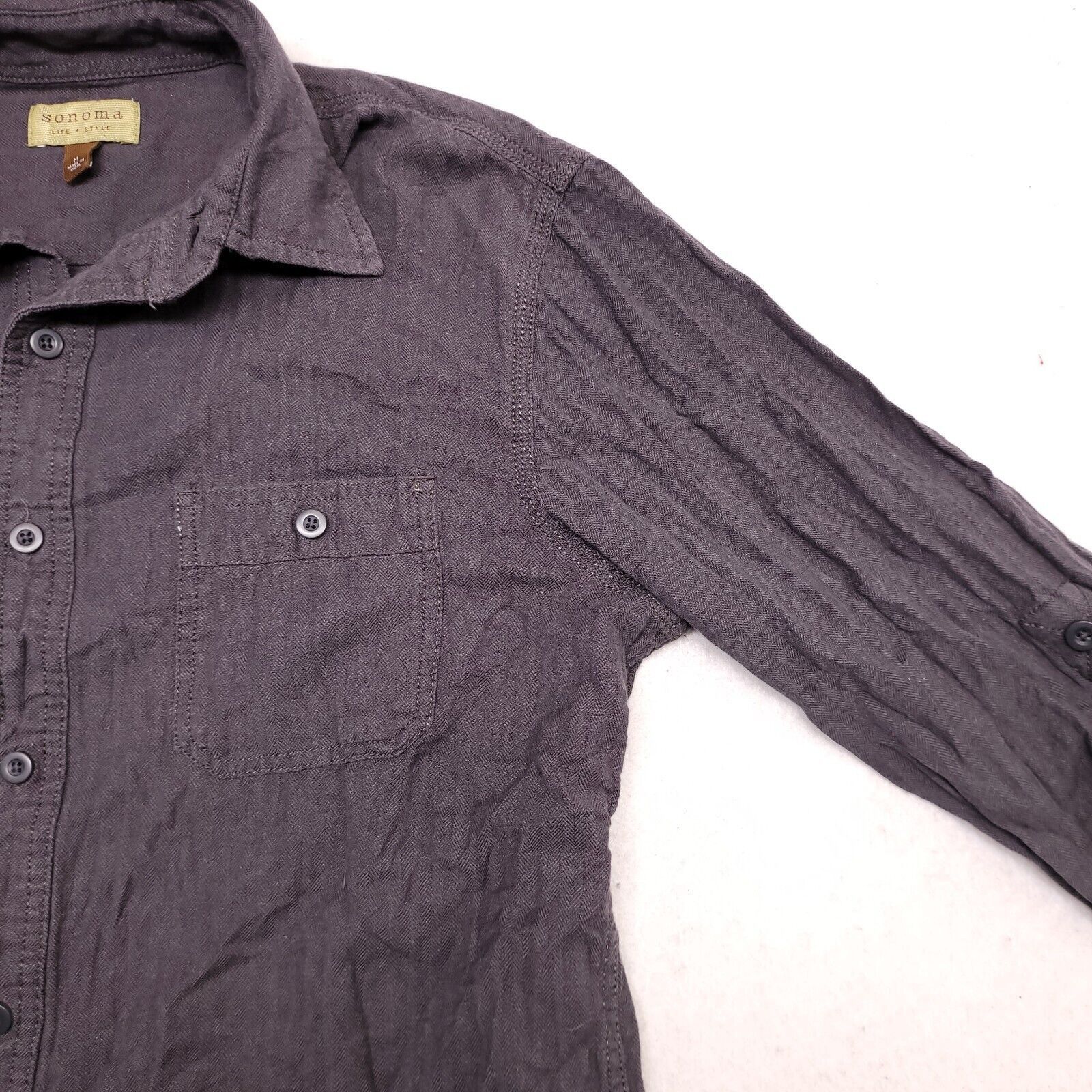 Sonoma Sonoma Casual Button Up Shirt Mens Size Medium M Gray Size US M / EU 48-50 / 2 - 5 Thumbnail