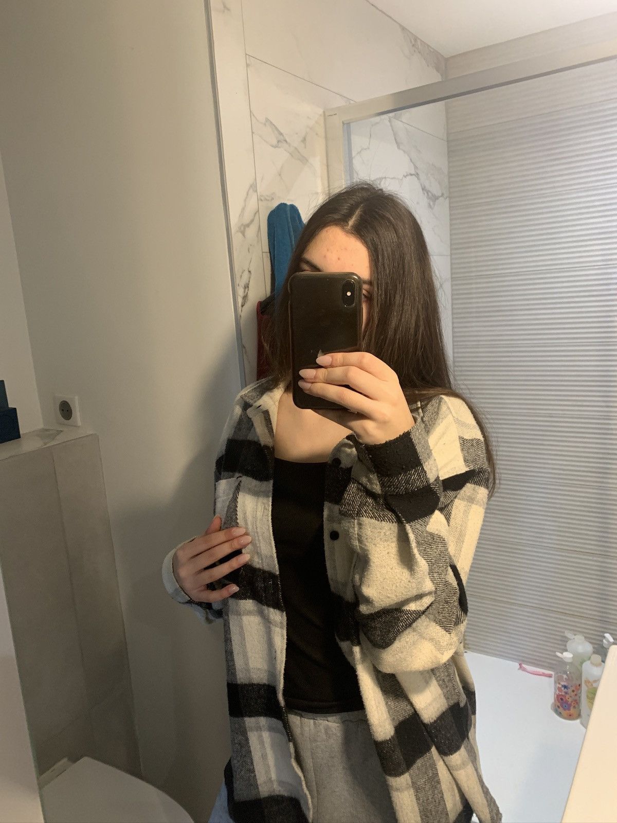 Designer chemises à carreau blanche et noire Size XL / US 12-14 / IT 48-50 - 2 Thumbnail