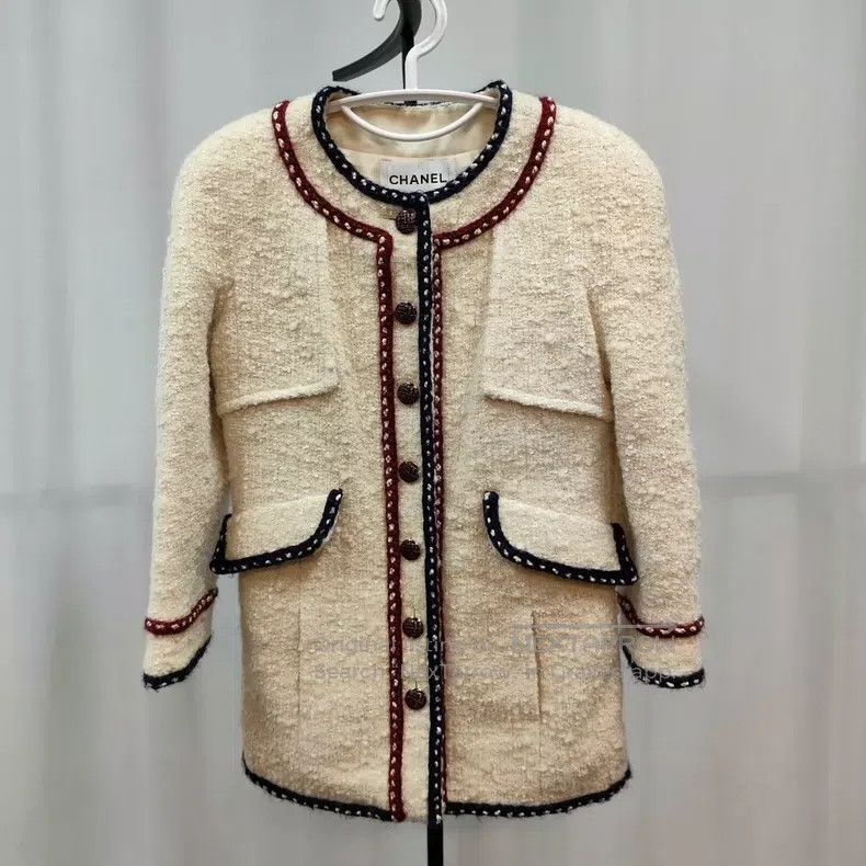 Chanel Chanel Red and blue line white coat Size XXS / US 00 / IT 34 - 1 Thumbnail