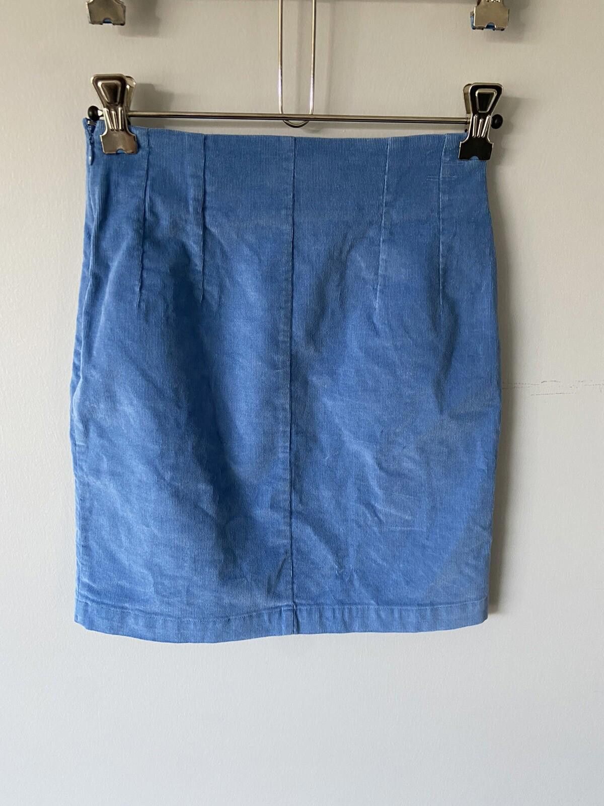 Designer Sportsgirl skirt mini Blue Corduroy cotton zip - Size 4 Size 25" / US 0 / IT 36 - 6 Thumbnail