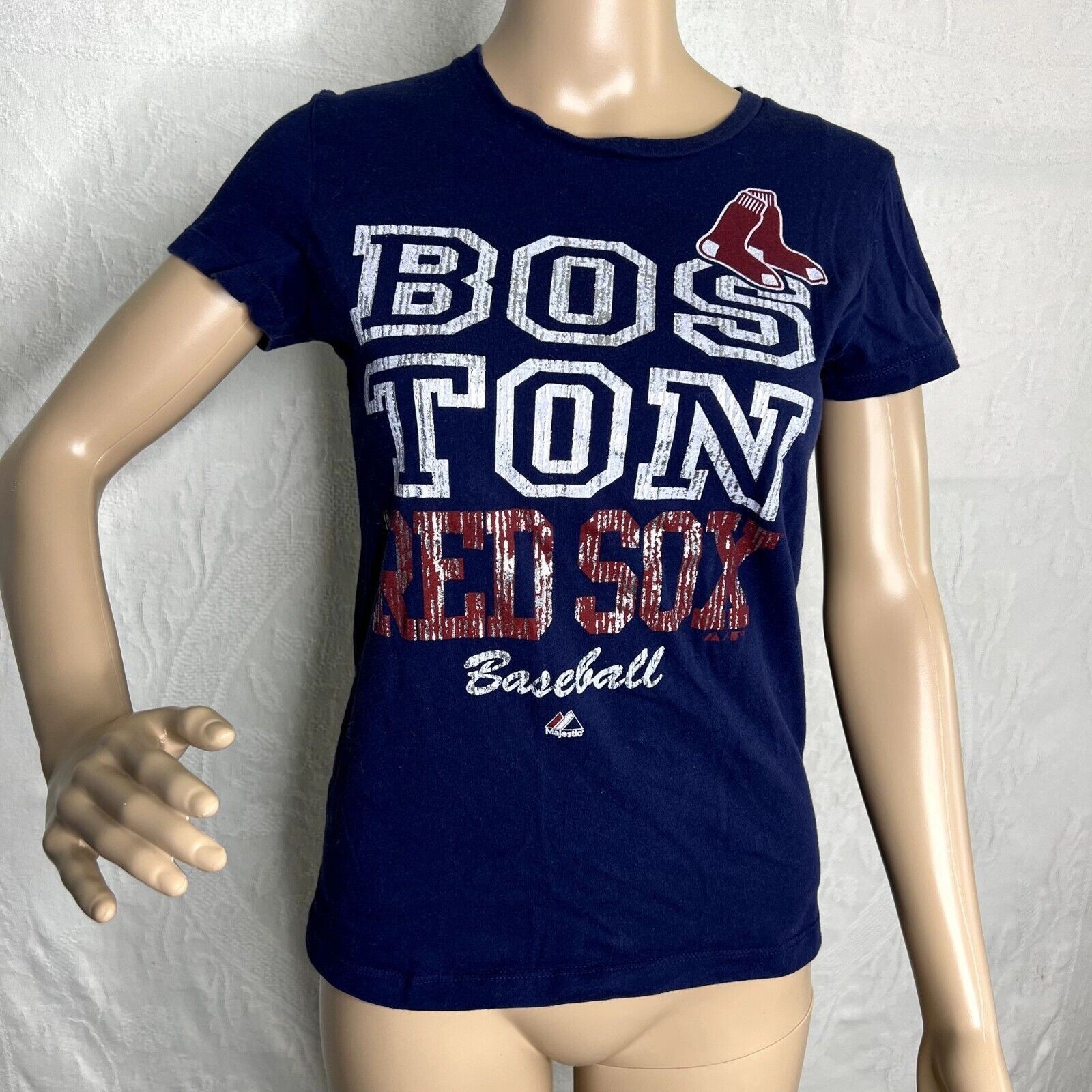 Majestic Boston Red Sox Blue Short Sleeve Logo Tee Size S / US 4 / IT 40 - 1 Thumbnail