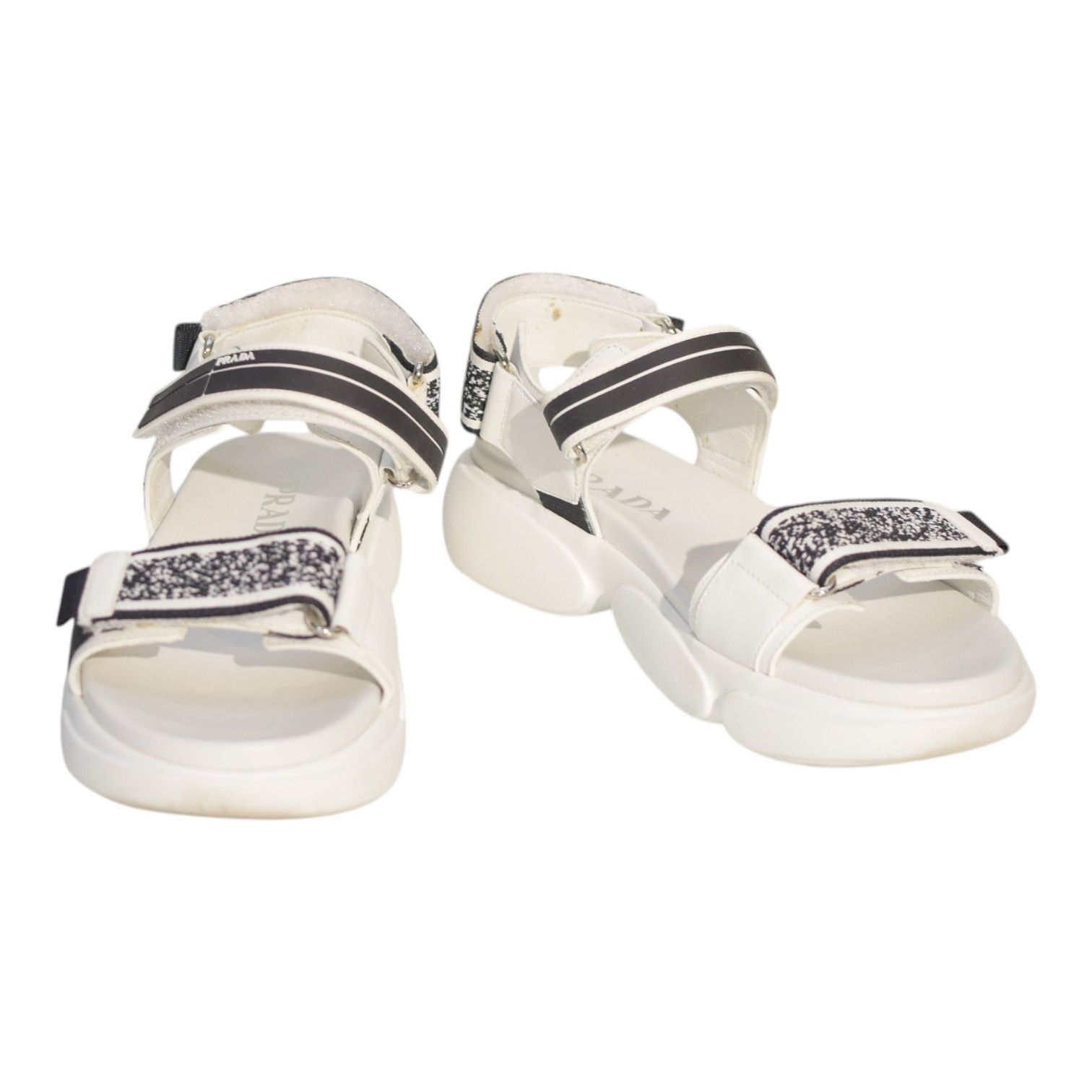 Prada PRADA Cloudbust Logo-Embossed Rubber & Leather Sandals 37.5 Size US 7.5 / IT 37.5 - 1 Thumbnail