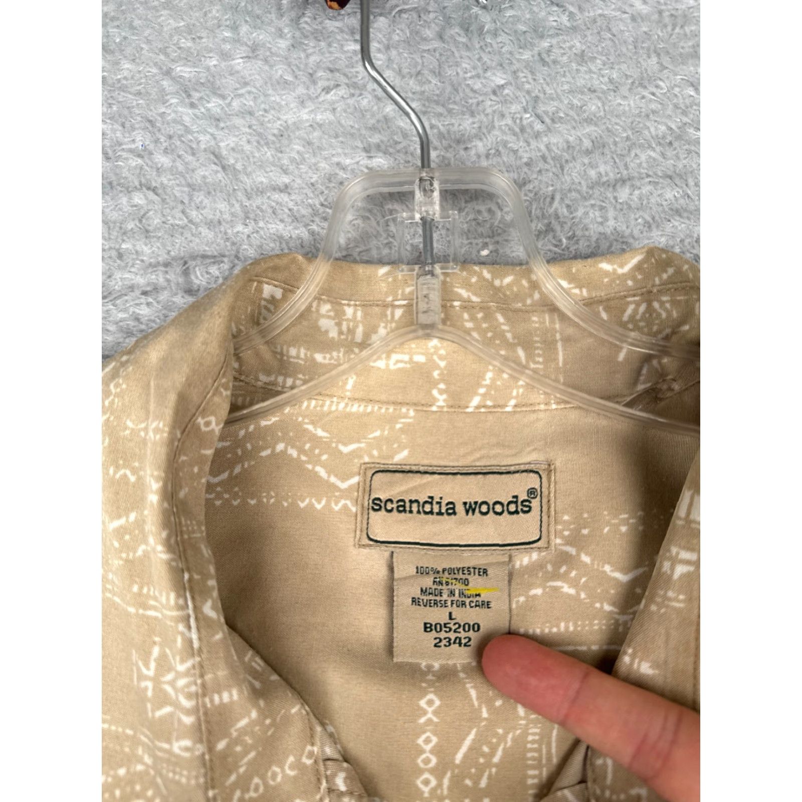 Vintage Scandia Woods Shirt Men Large Beige Palm Tree Button Up 100% Polyester Hawaiian Size US XXL / EU 58 / 5 - 7 Thumbnail