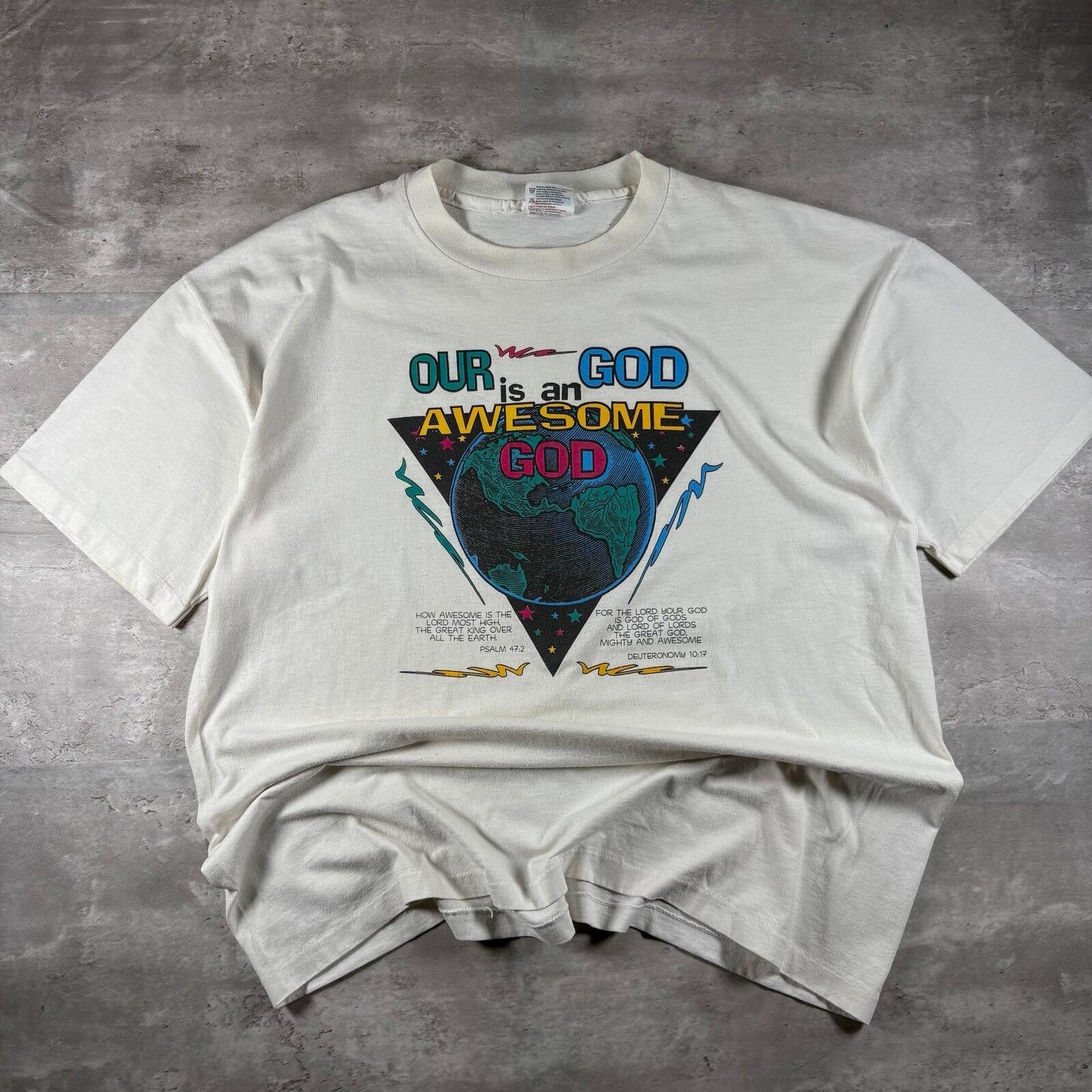 Hanes Vintage 90s “Our God is a awesome God” tee Size US XL / EU 56 / 4 - 1 Thumbnail