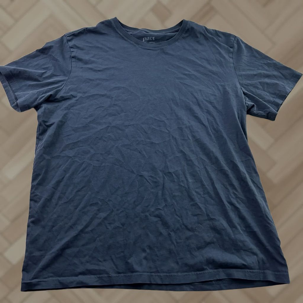 Vintage Pact T-Shirt Men Large Blue Short Sleeve Organic Cotton Blank Shirt Size US L / EU 52-54 / 3 - 1 Thumbnail
