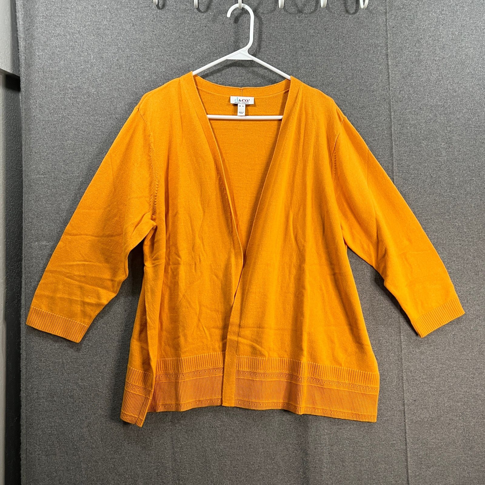 Denim & Co. Denim & Co. Open-Front 3/4-Sleeve Cardigan Sweater Cadmium Size XL / US 12-14 / IT 48-50 - 1 Thumbnail