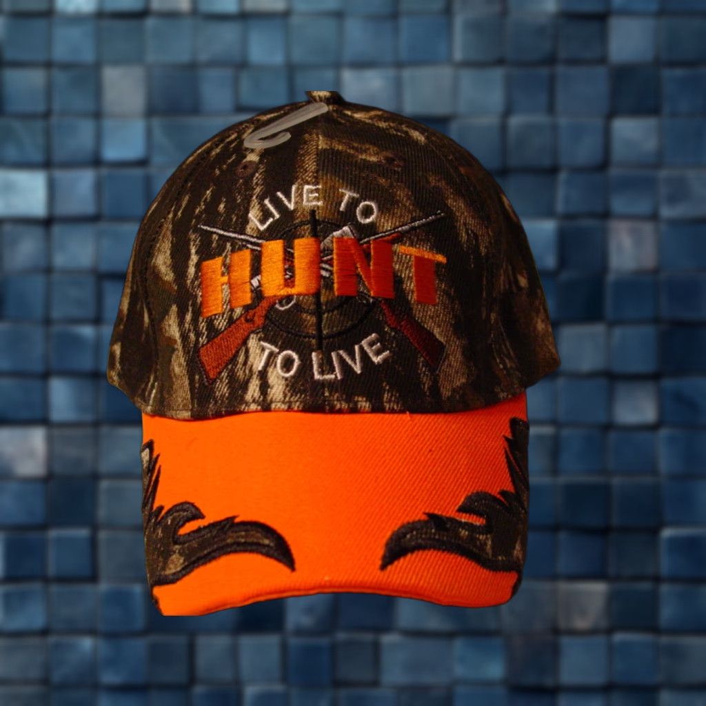Olive VINTAGE Hunting Cap Baseball Hat Men Adjustable Camouflage Orange Outdoor Hunting is Life 90s Brown Black Size ONE SIZE - 1 Thumbnail
