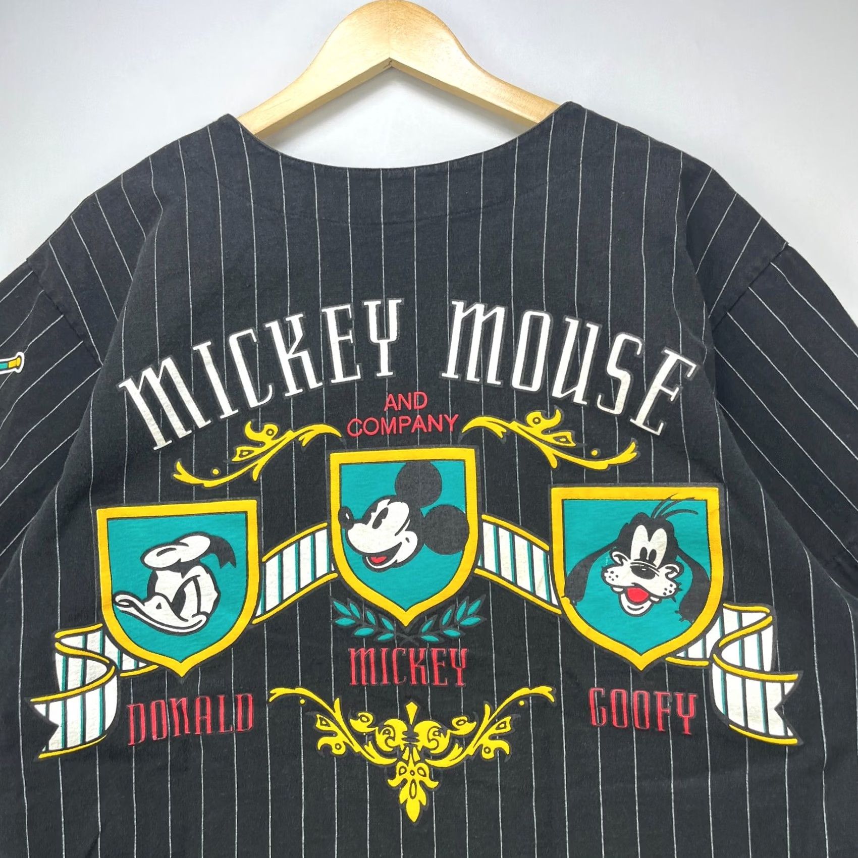 Disney VINTAGE Mickey Mouse Disney Baseball Jersey T-Shirt Large L Men Black 90s Pinstripe Disney Mens Size US L / EU 52-54 / 3 - 2 Thumbnail