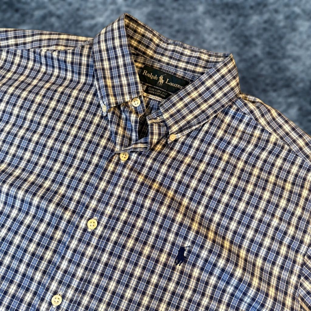 Ralph Lauren Ralph Lauren Button-Up Shirt Mens Large Blue Plaid Short Sleeve Custom Fit Button-Down Collar Embroidered Pony Logo Regular Fit Casual Business Size US L / EU 52-54 / 3 - 1 Thumbnail