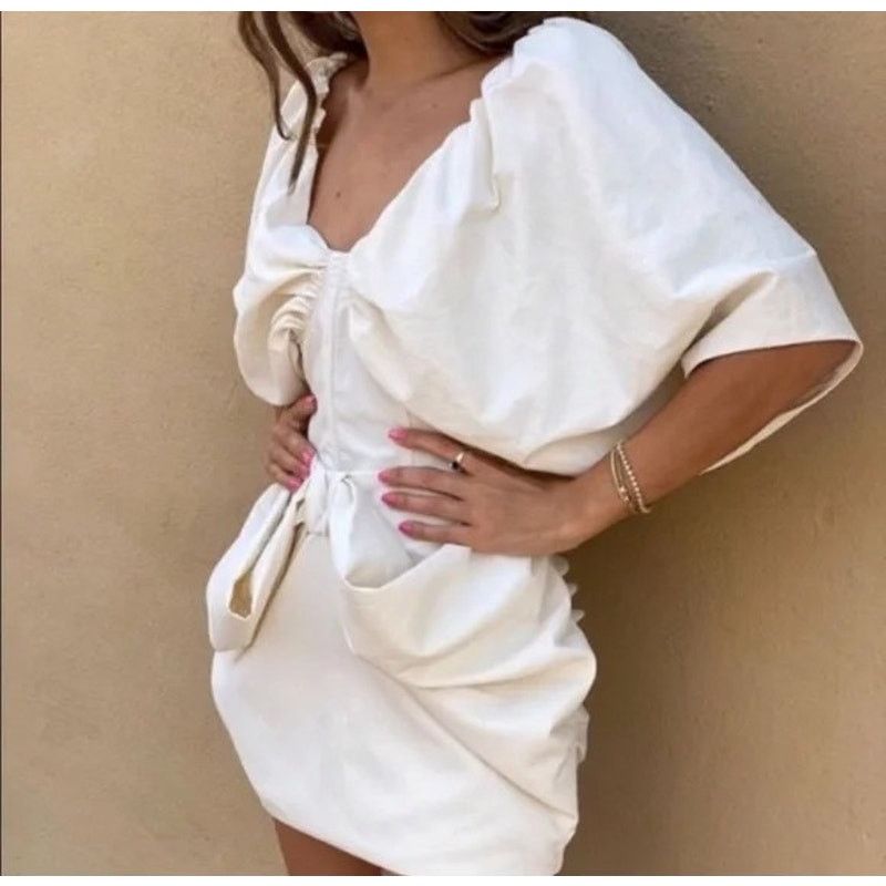 Zara Zara Bow Detail Mini Skirt Sculptural High Waisted Statement Size 27" / US 4 / IT 40 - 12 Thumbnail
