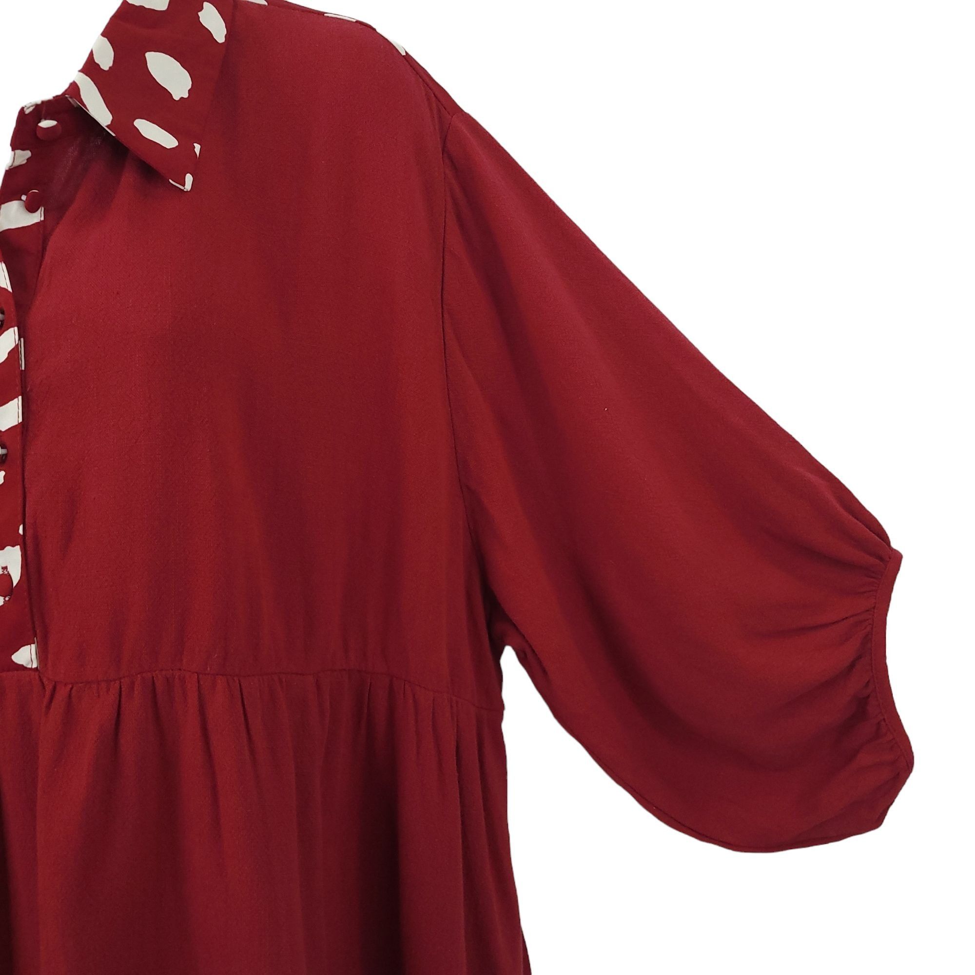 Other Umgee Burgundy Babydoll Tunic Top L Dalmatian Print Collar Size L / US 10 / IT 46 - 6 Thumbnail