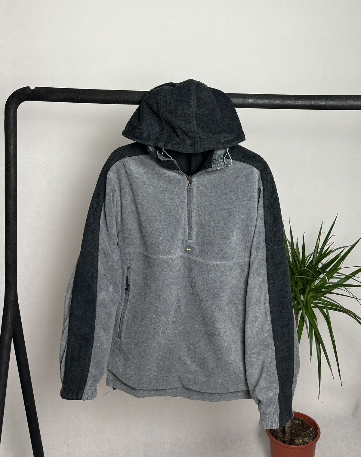 image of 90's Nike Vintage Tn Plus Nylon / Fleece Double Sided Jacket in Black/Grey, Men's (Size Small)