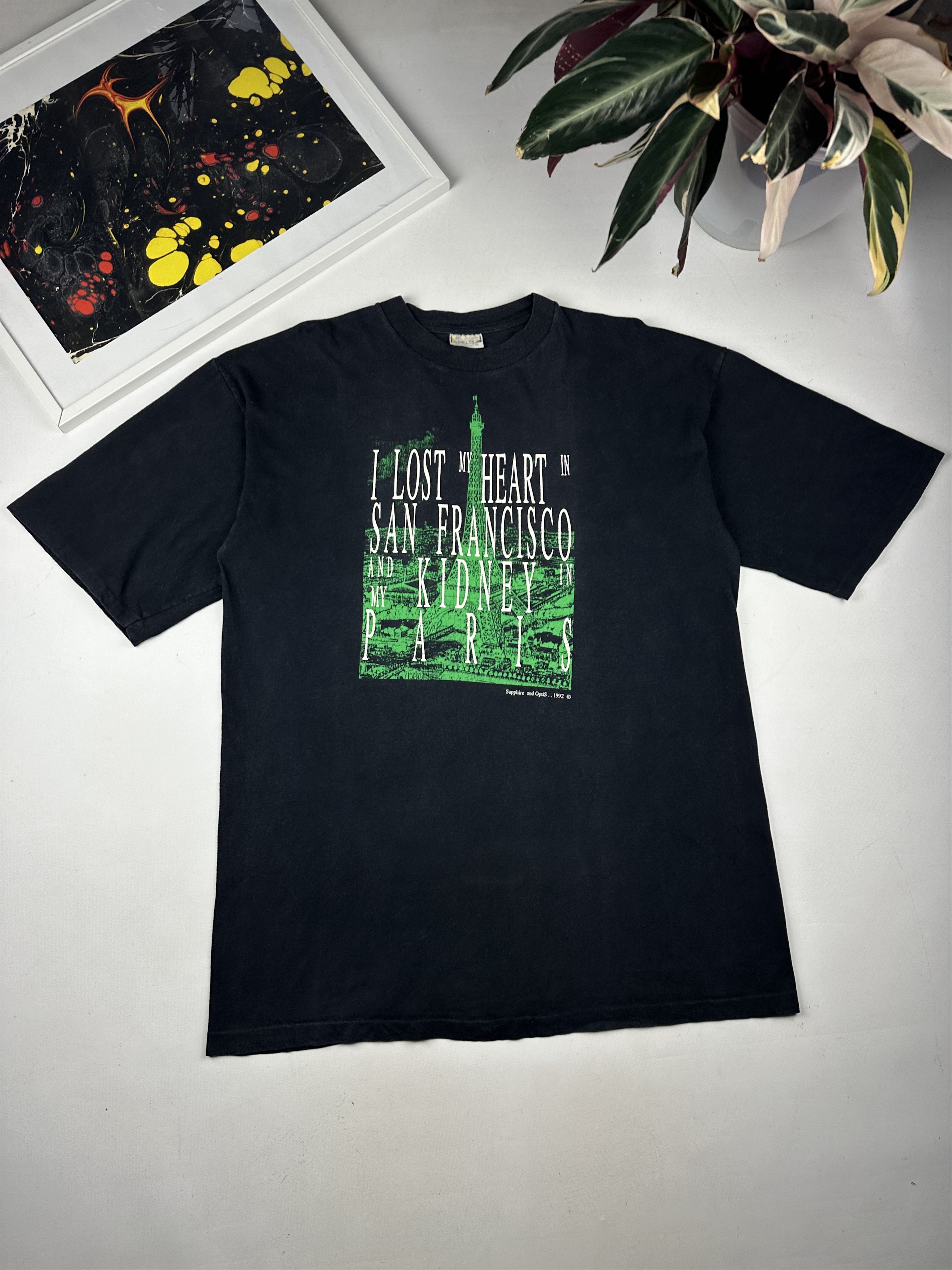 1992 Vintage Eiffel Tower Paris San Francisco tee France