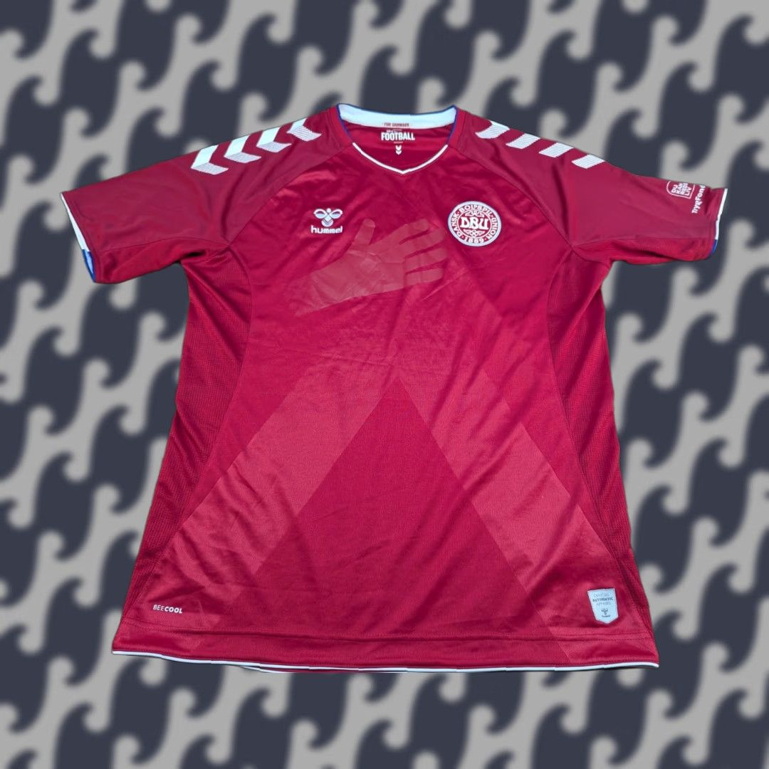 Hummel Hummel Denmark 2018-2019 Football Jersey Home Size XL Adult Red Shirt T-Shirt Sports Quick Dry Mens Size US XL / EU 56 / 4 - 1 Thumbnail