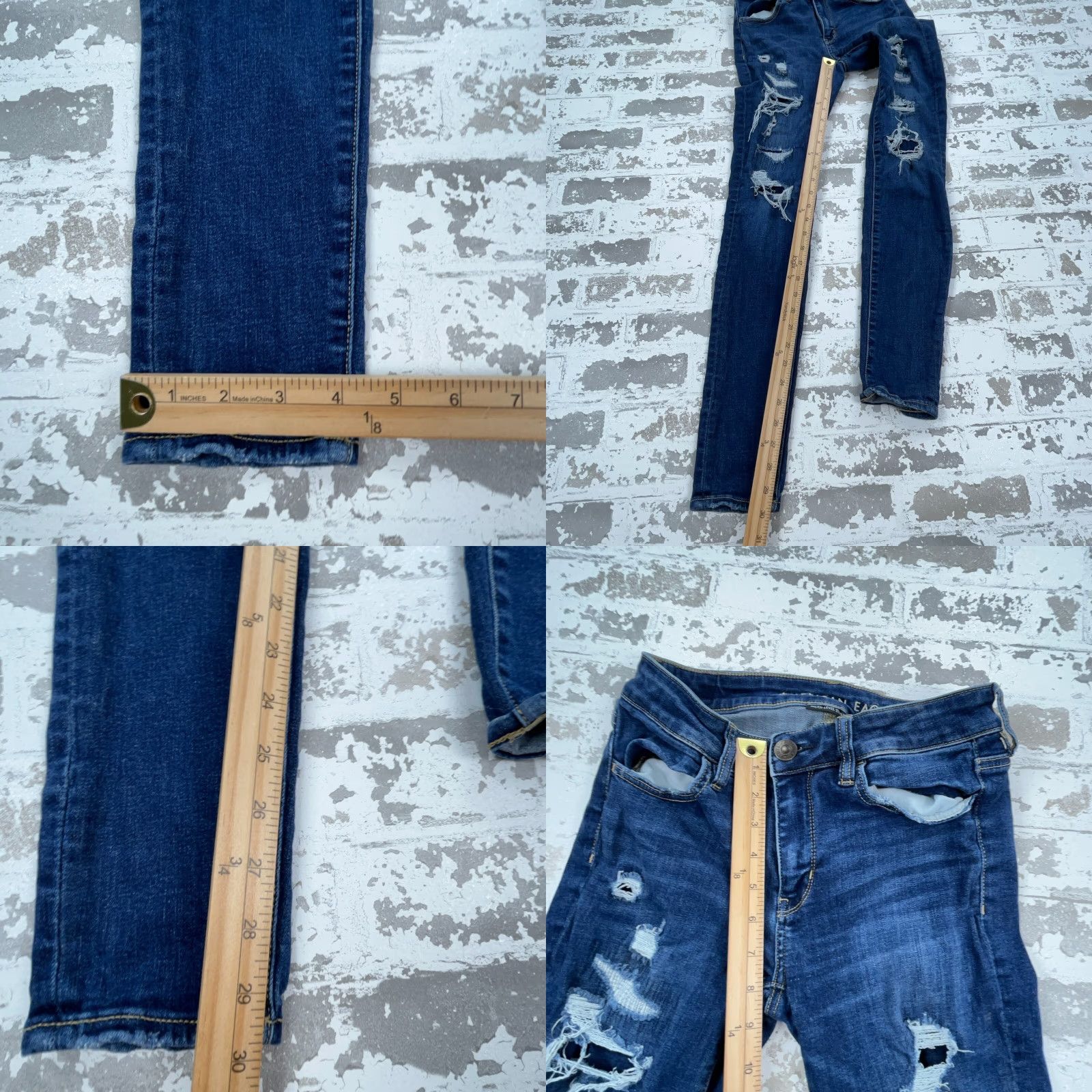 American Eagle Outfitters American Eagle Outfitters Jeans Women 4 Long Jegging Dark Wash Distressed? No, Solid Blue 5-Pocket Regular Rise Mid Inseam 30 in Size 27" / US 4 / IT 40 - 8 Thumbnail