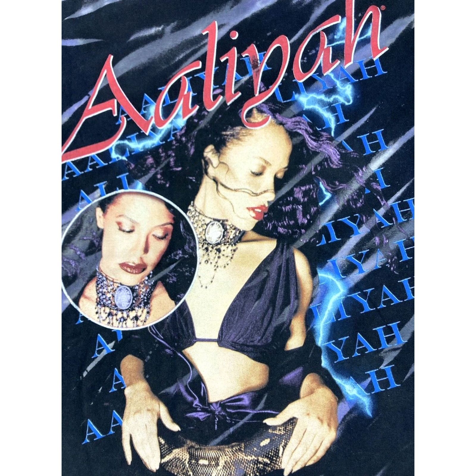 Vintage Aaliyah Graphic T-shirt Men XL Black Tie Dye Short Sleeve Music Shirt Size US XL / EU 56 / 4 - 2 Thumbnail