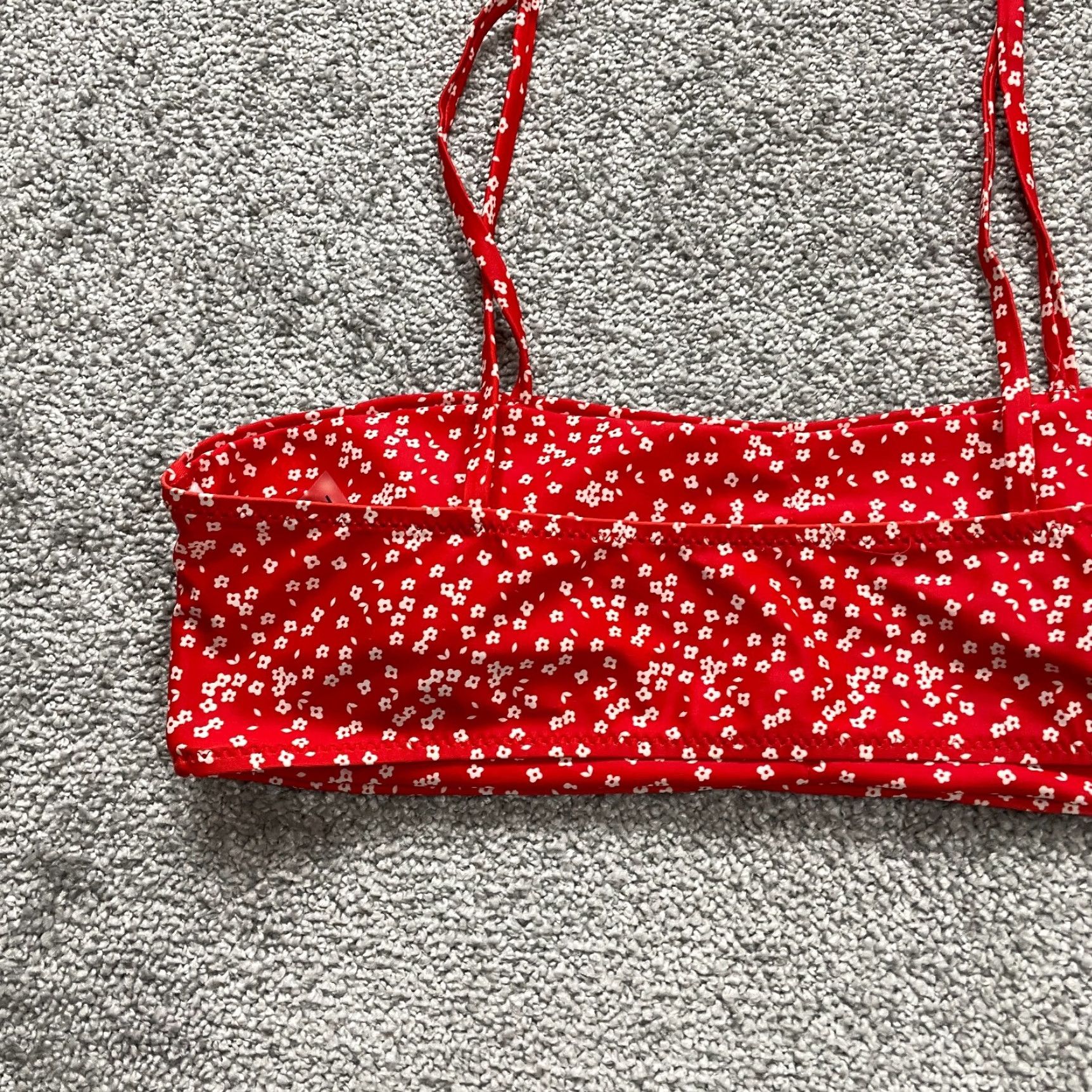 Shein Shein Red Floral Bandeau Bikini Top Large Women Self Tie Spaghetti Strap Beach Swim Top Size L / US 10 / IT 46 - 3 Thumbnail