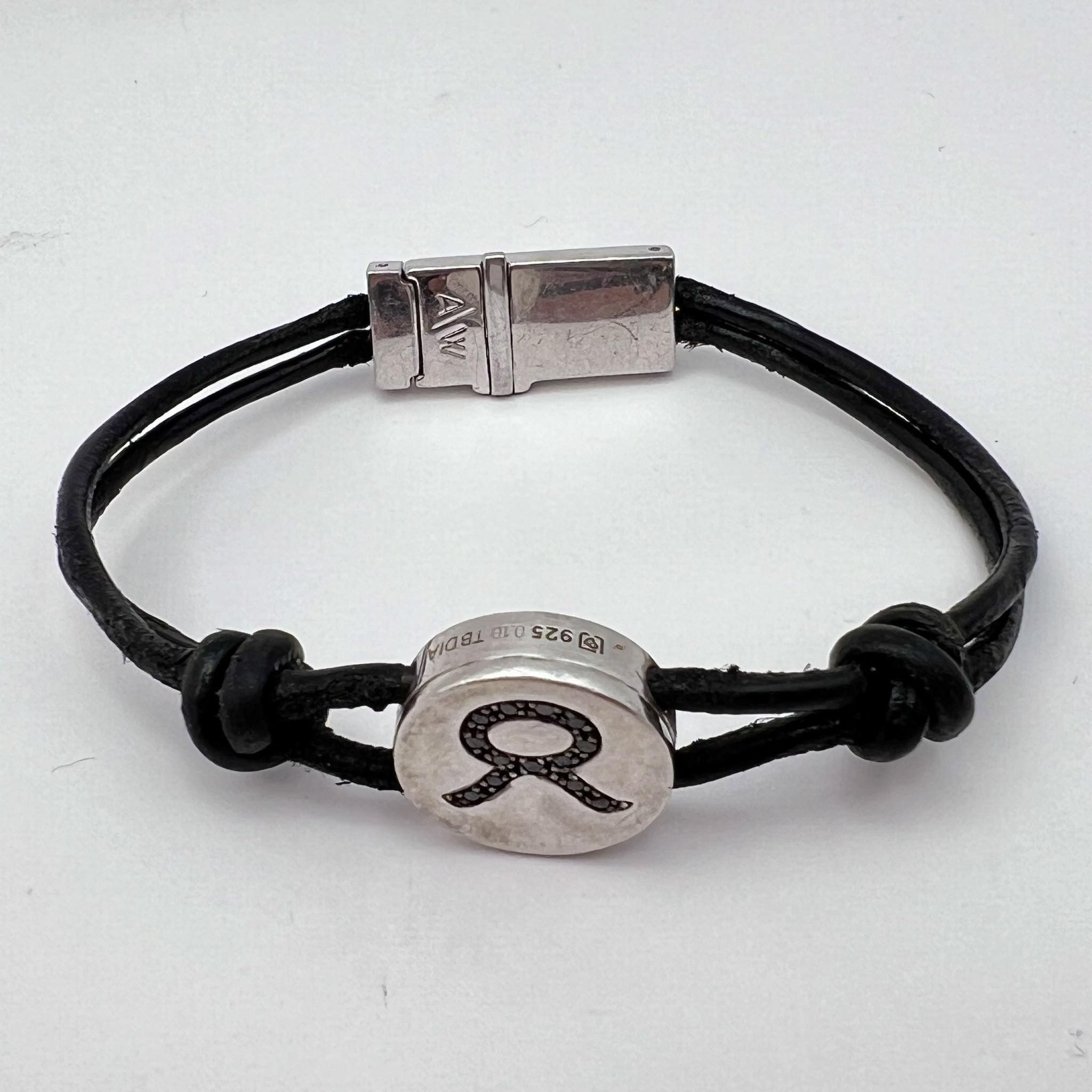 Vintage Amanda Wakeley Black diamond Sterling SilverBracelet Leather Size ONE SIZE - 2 Thumbnail