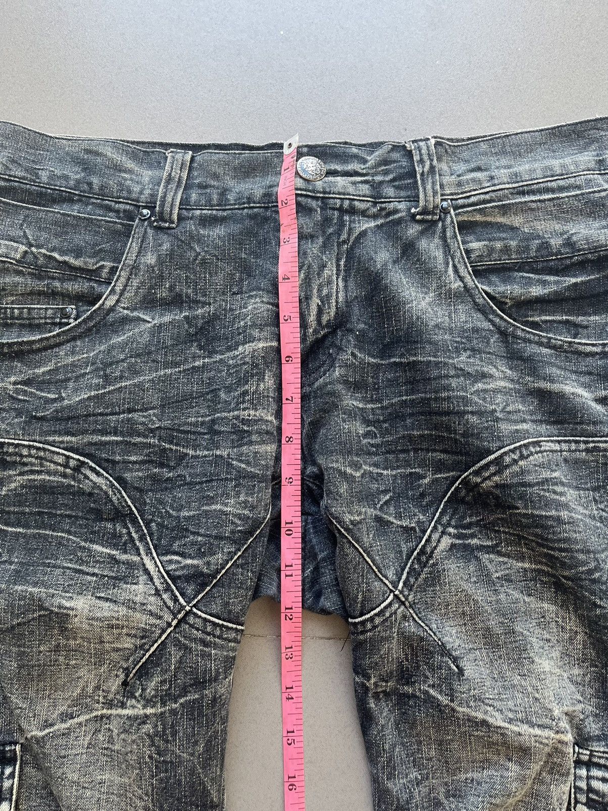 LOWBOX Japanese~Lowbox Flare BootCut Denim Cargo Multi Pocket Pants Size US 32 / EU 48 - 15 Thumbnail