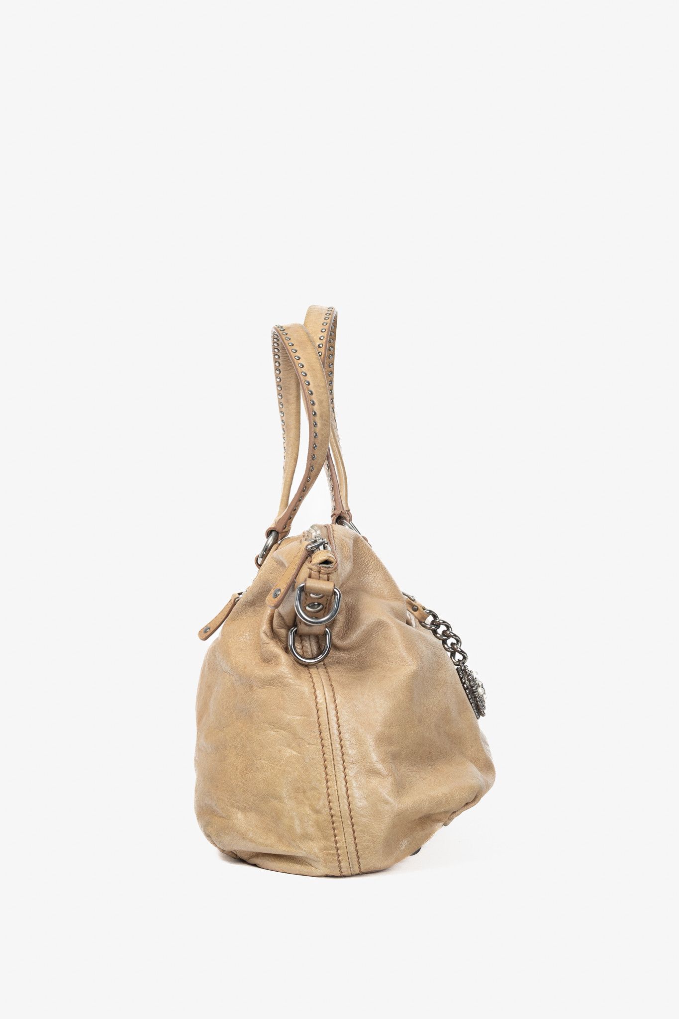Miu Miu Miu Miu Beige Vitello Heart-Charm 2-Way Handbag Size ONE SIZE - 3 Thumbnail