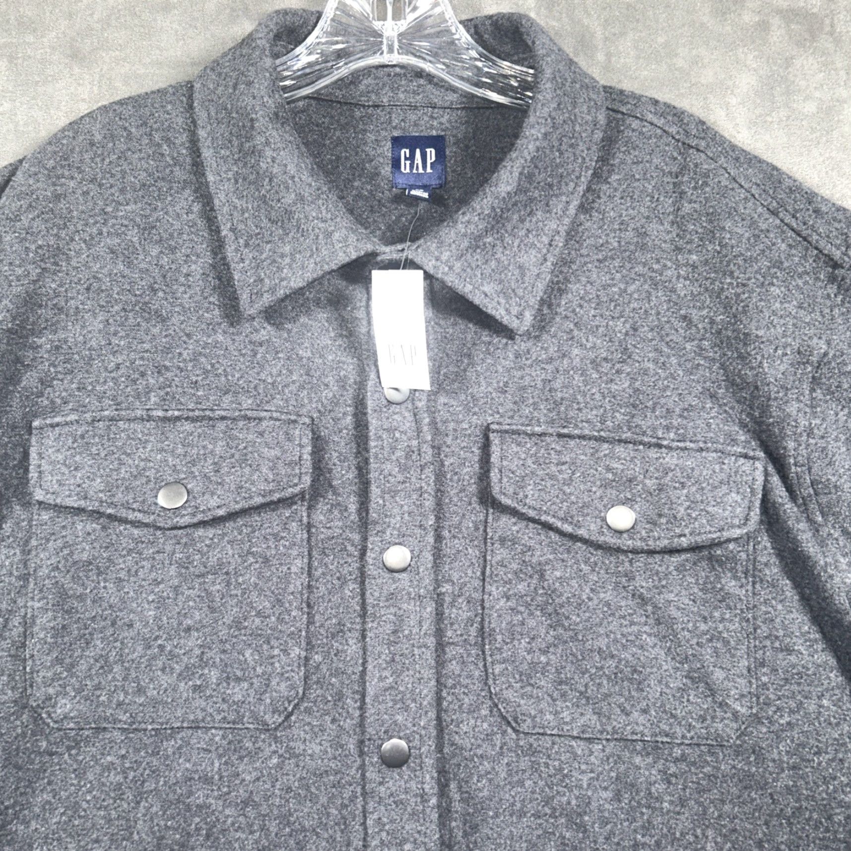 Gap VINTAGE Gap Long Sleeve Overshirt Mens XL Gray Snap Button Up Shacket Soft NWT Size US XL / EU 56 / 4 - 2 Thumbnail