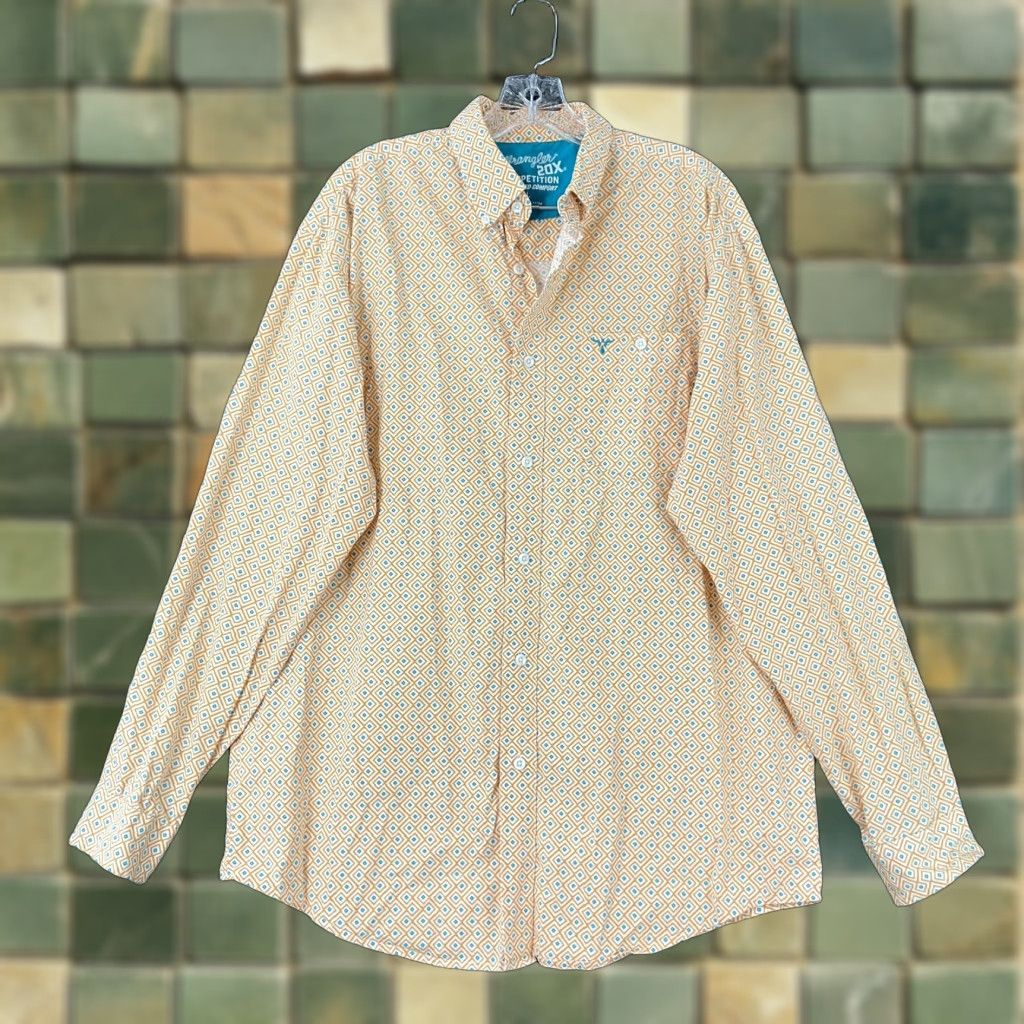 Wrangler VINTAGE Wrangler 20X Competition Advance Comfort Button-Up Shirt Men Long Sleeve L Yellow Men Size US L / EU 52-54 / 3 - 1 Thumbnail