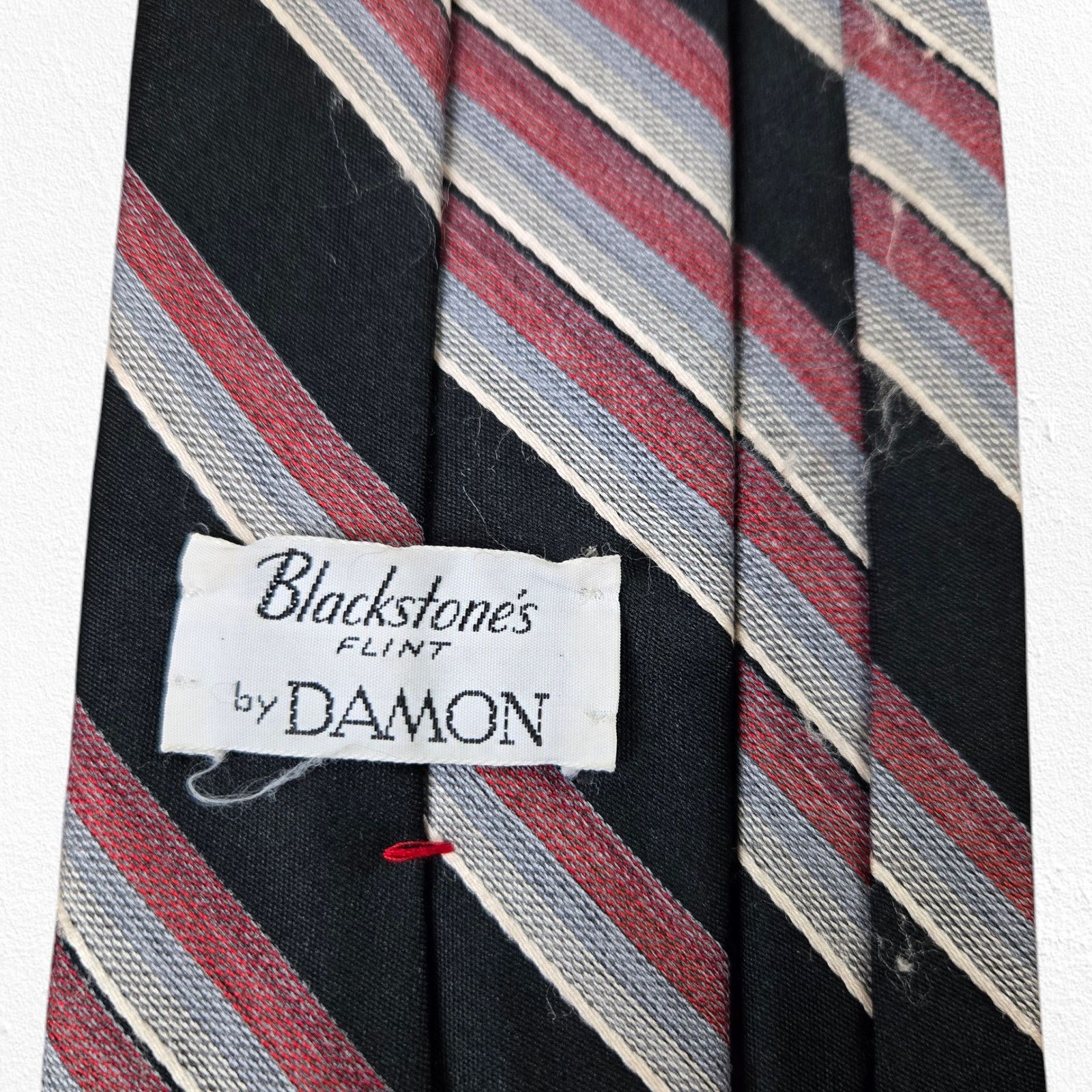 Vintage 60s Vintage Black Red Diagonal Striped USA Made Tie Size ONE SIZE - 4 Thumbnail