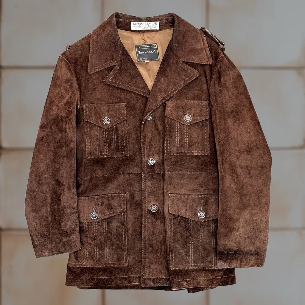 Vintage VINTAGE Towncraft Jacket Mens Sz 42 Large Dark Brown Leather Suede Long VTG JCPenney Jacket Men Conference Overcoat Size US XS / EU 42 / 0 - 1 Thumbnail