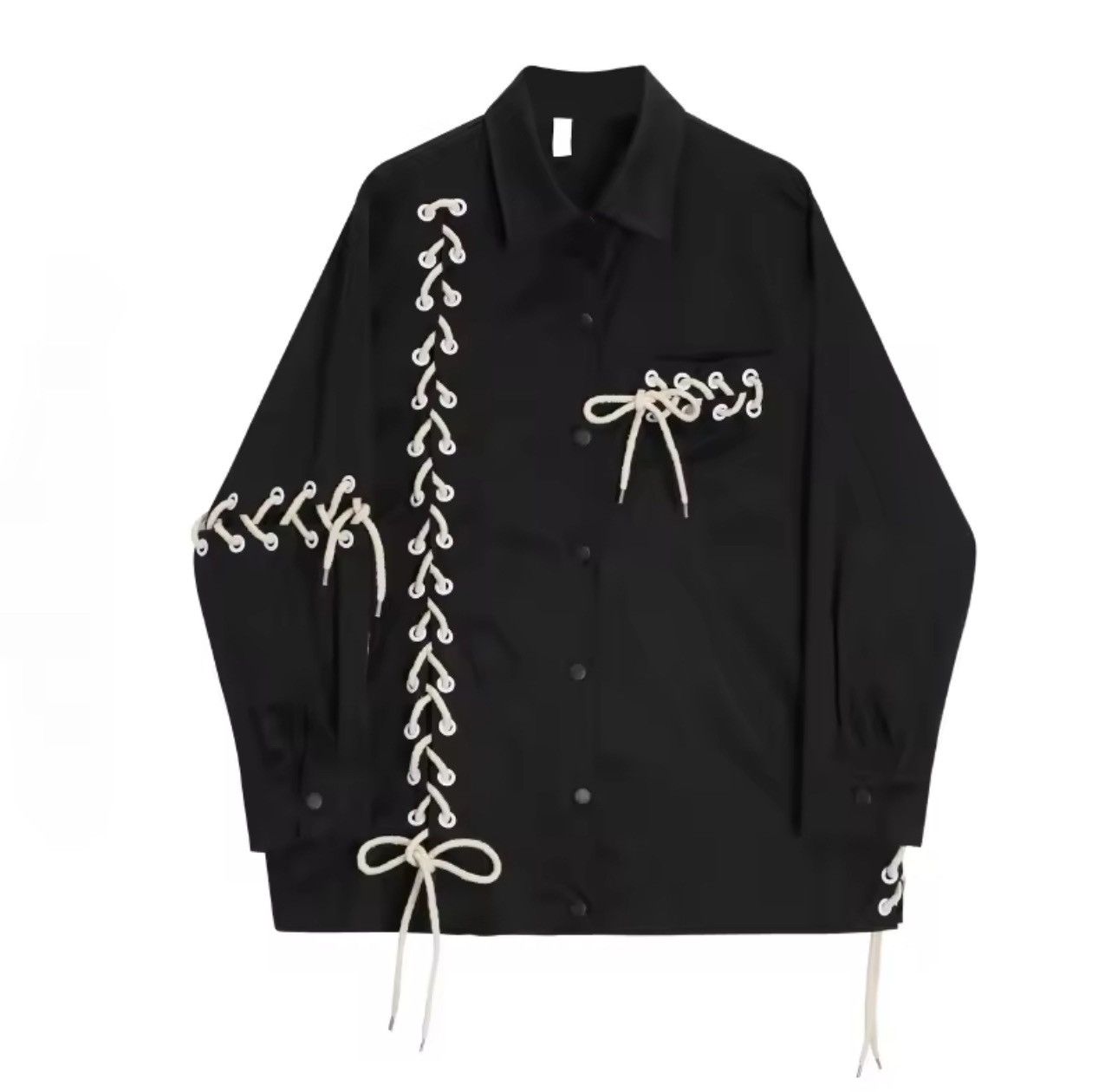 Designer Punk Gothic Loose Retro Women’s Casual Layered Blouse Shirt Size S / US 4 / IT 40 - 1 Thumbnail