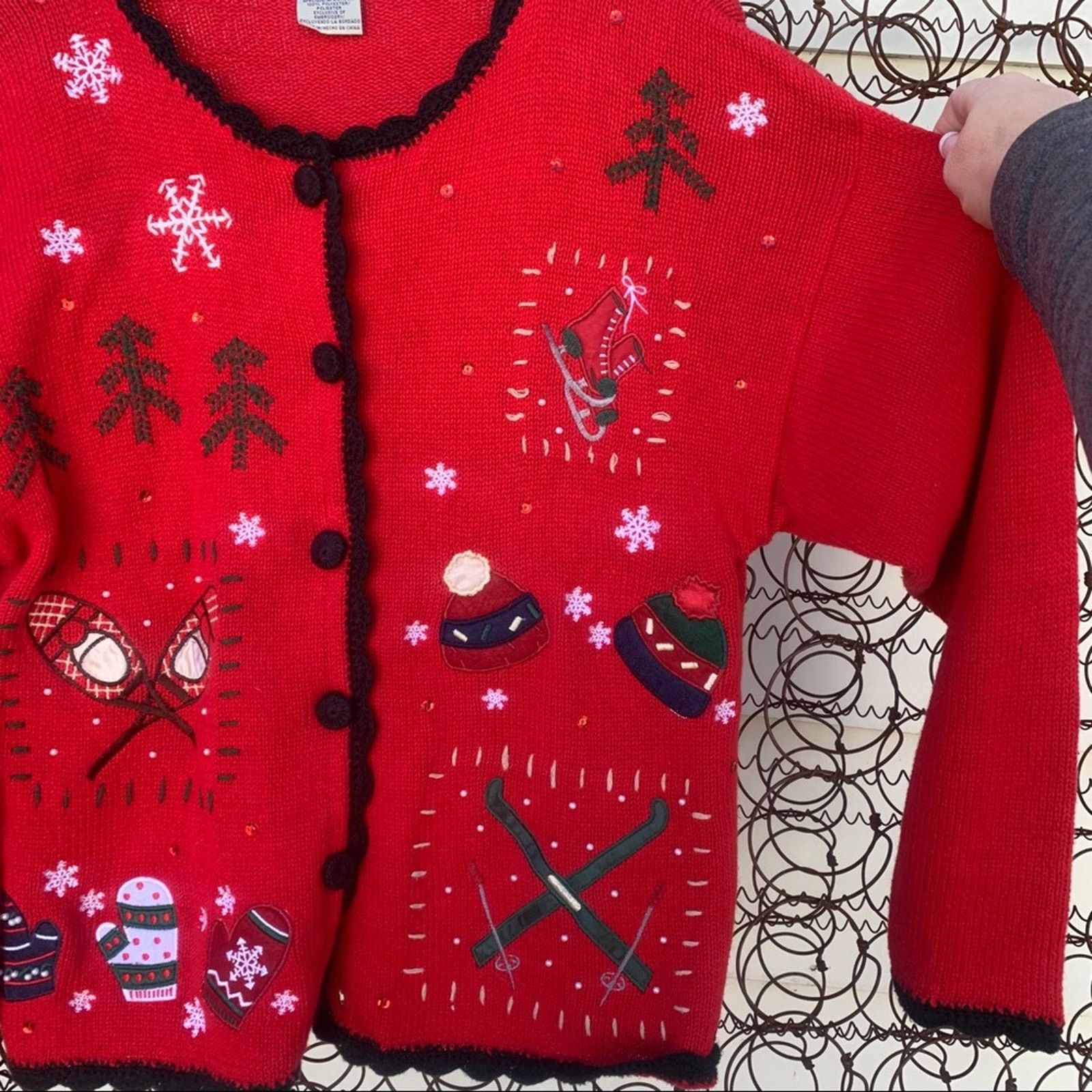 Vintage Vintage Basic Editions knit ugly Christmas cardigan SMALL Size S / US 4 / IT 40 - 3 Thumbnail