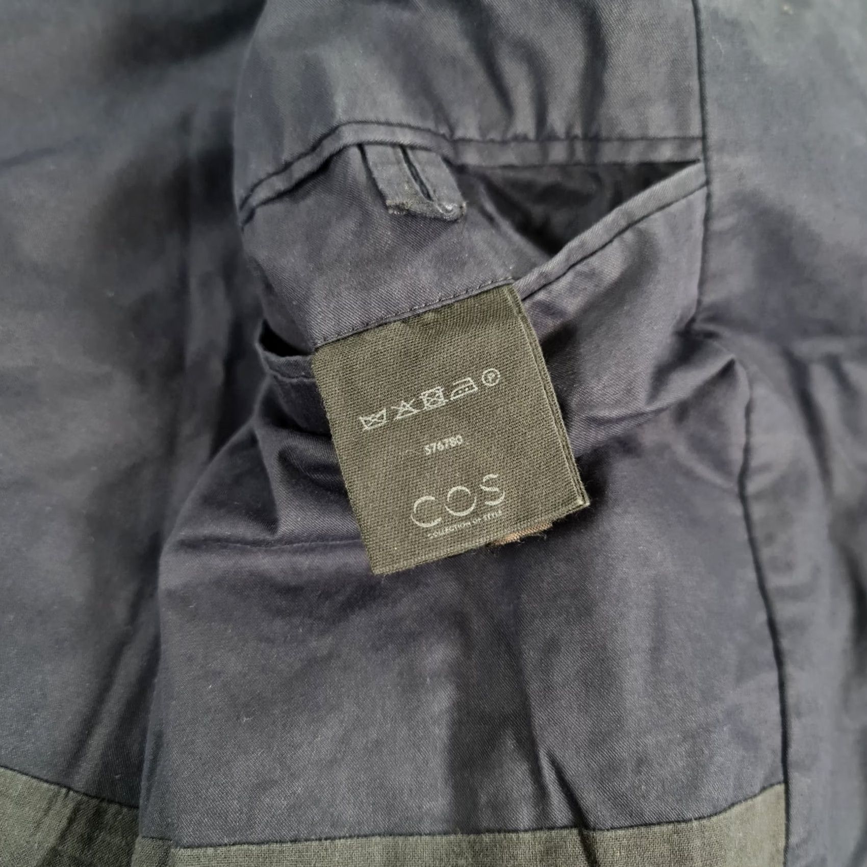Cos COS Coat Mens Navy Blue 52 Cotton Long Line Single Breasted Overcoat Lightweight Pockets Size US L / EU 52-54 / 3 - 5 Thumbnail