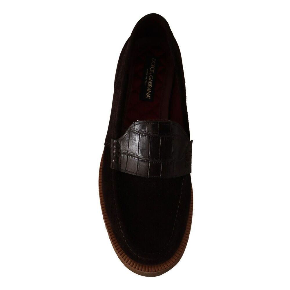 Dolce & Gabbana Dolce & Gabbana Elegant Suede Crocodile Loafers in Brown Size US 11 / EU 44 - 7 Thumbnail